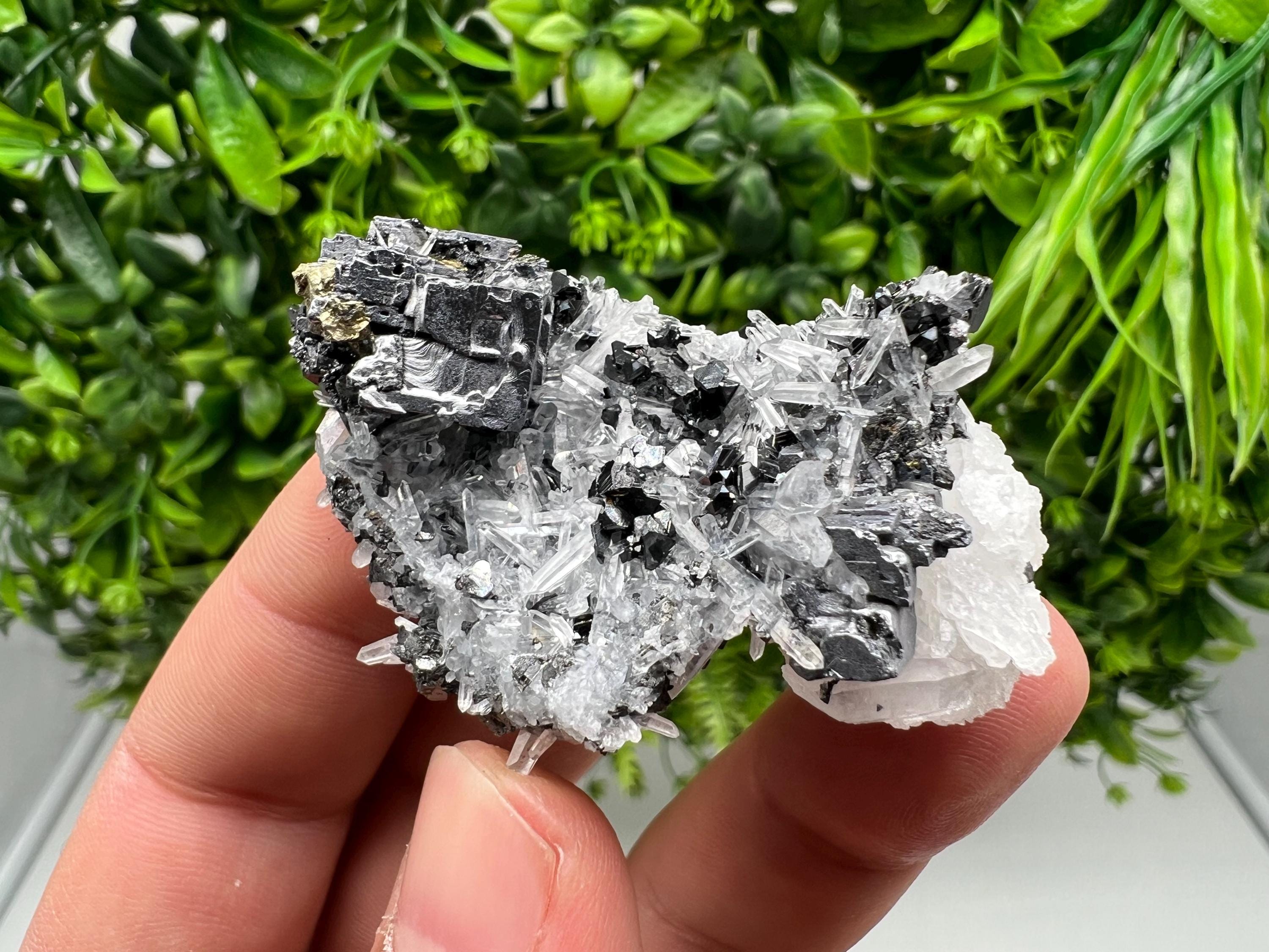 Aesthetic Natural shiny Galena whit Siderite and Quartz from 9 th September mine,Bulgaria,collection specimen,rare galena,Galena cluster