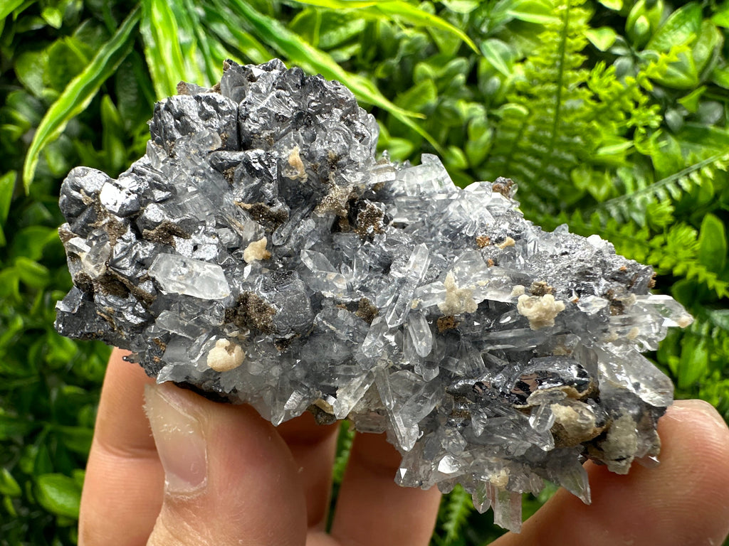 Spinel Galena on Transparent Quartz Mineral Specimen