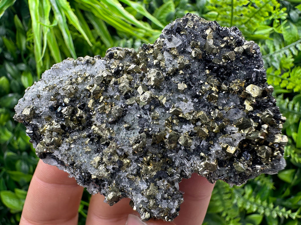 Chalcopyrite with Sphalerite on Quartz, Bulgaria Mineral Specimen