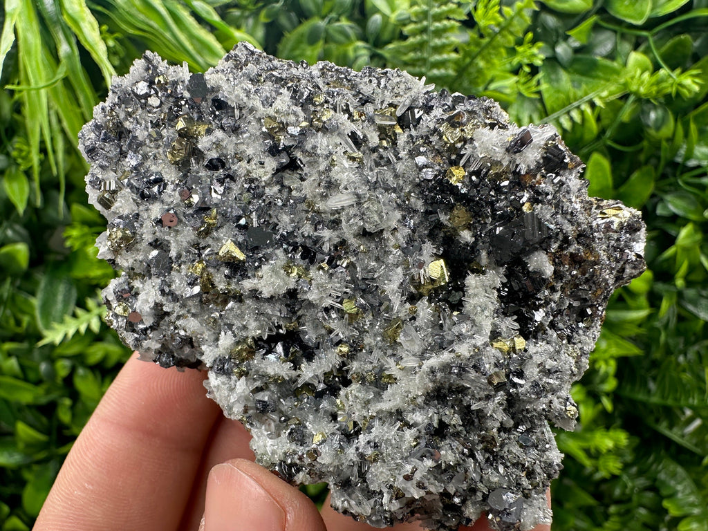 Chalcopyrite Galena Sphalerite on Quartz, Bulgaria Mineral Specimen