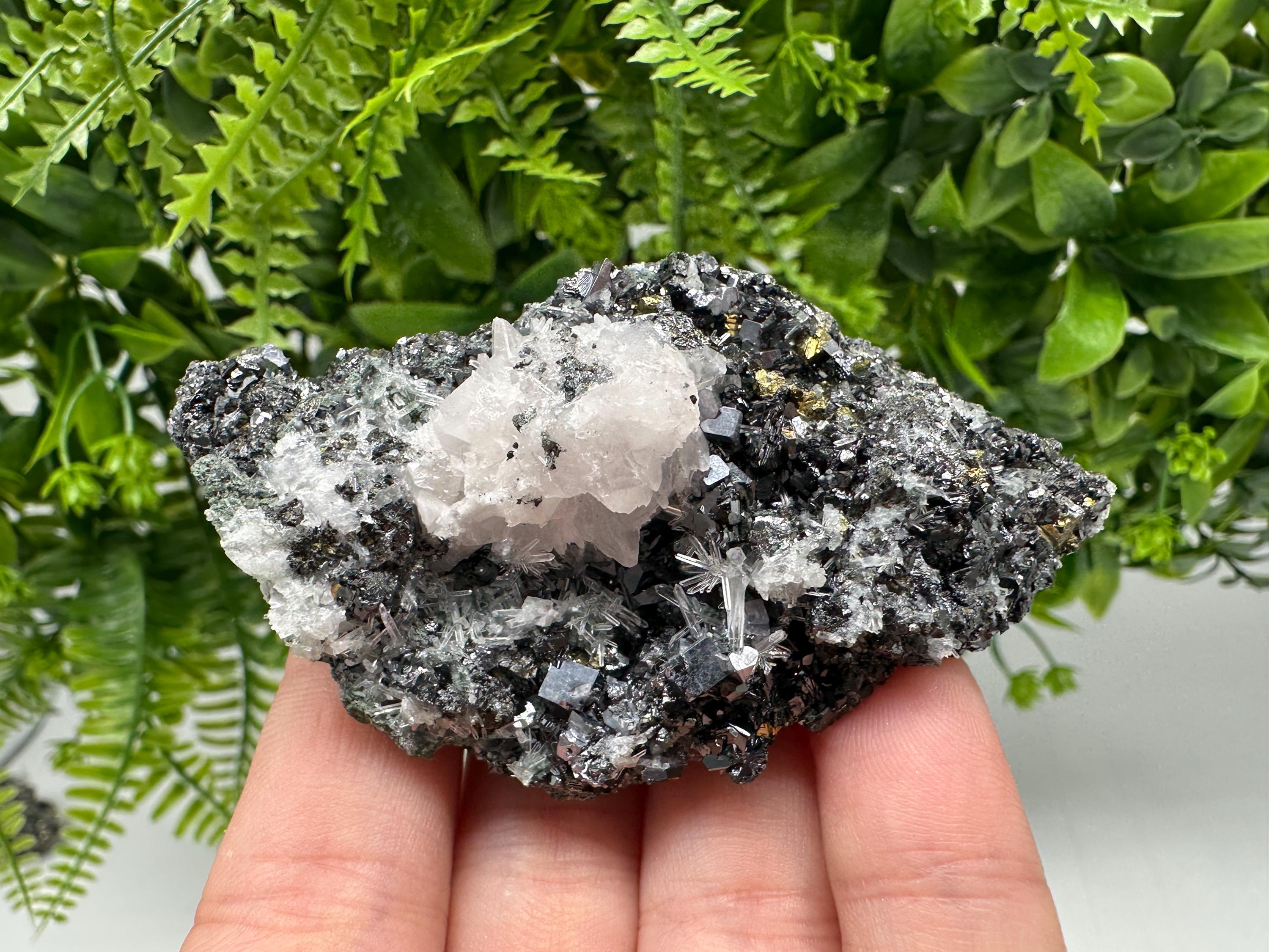 Pyrite on Green Quartz Specimen, Borieva Mine, Bulgaria