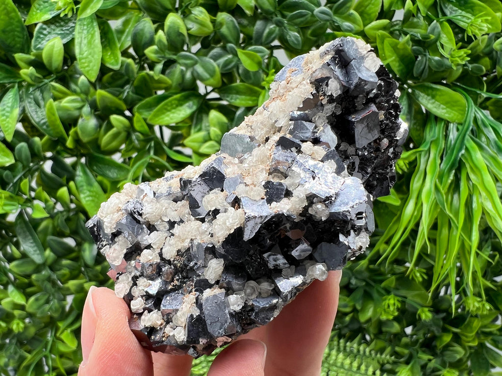 Wonderful Shiny Galena,Chalcopyrite on Calcite From Borieva mine,Bulgaria,Natural,collection mineral specimen,gift,home decor crystal,clust