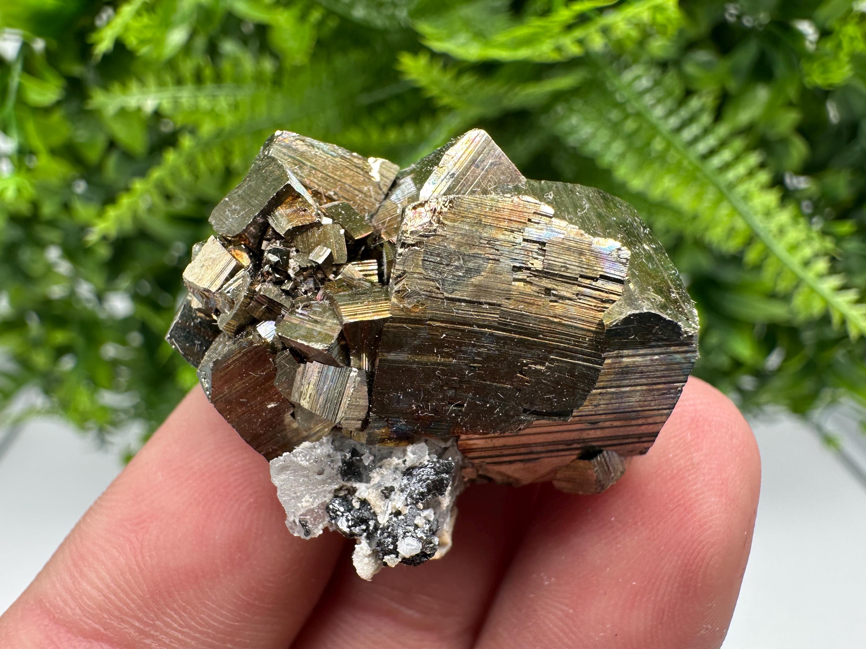 Wonderful Rainbow Pyrite whit Calcite,natural minerals souvenir Crystal,collection stone,rare minerals,home decor,Borieva Bulgaria