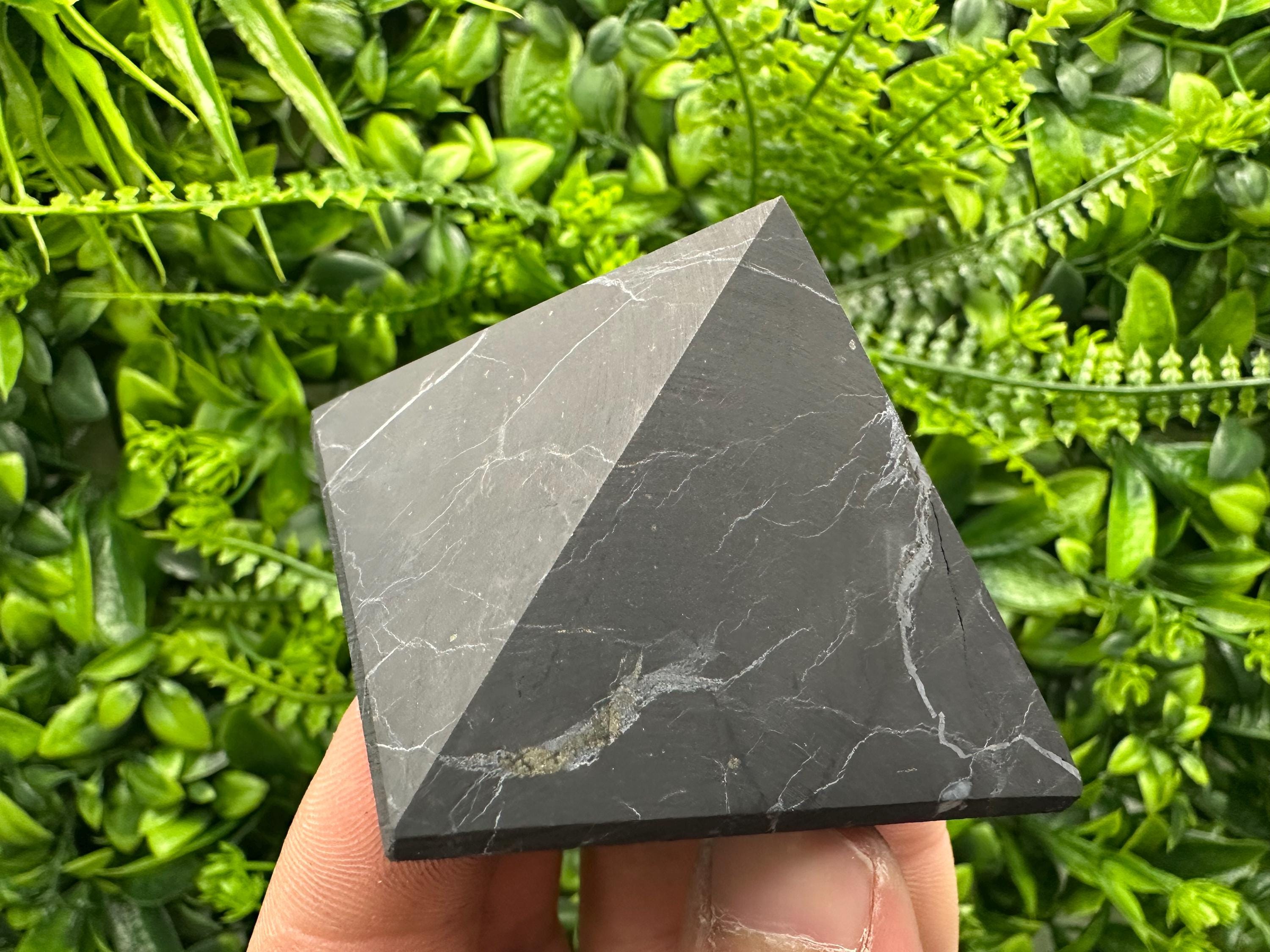 Shungite Pyramid (6cm): EMF & 5G Protection, Healing Crystal