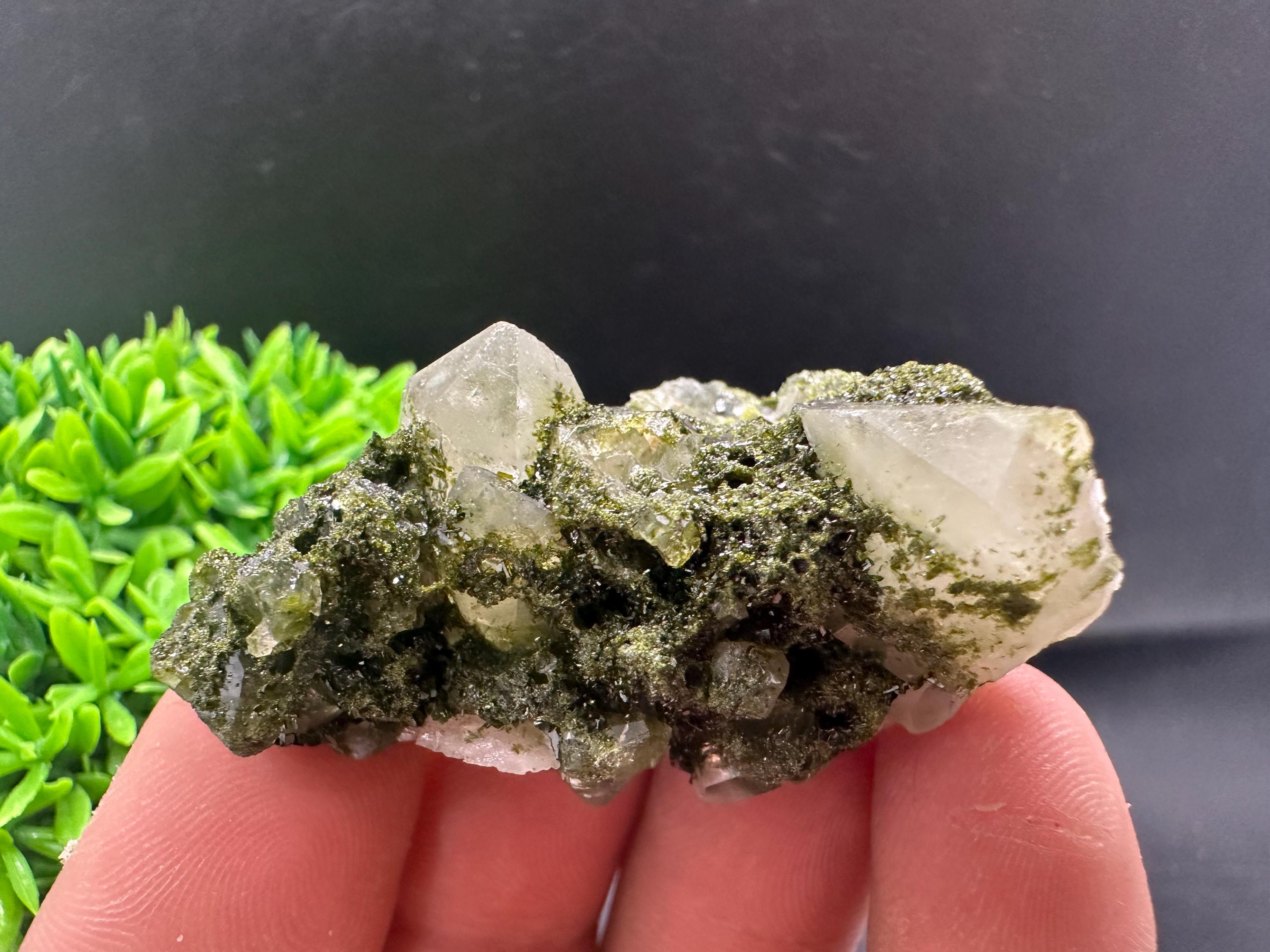 Rare Green Epidote with Quartz Crystals, Eastern Anatolia Turkey