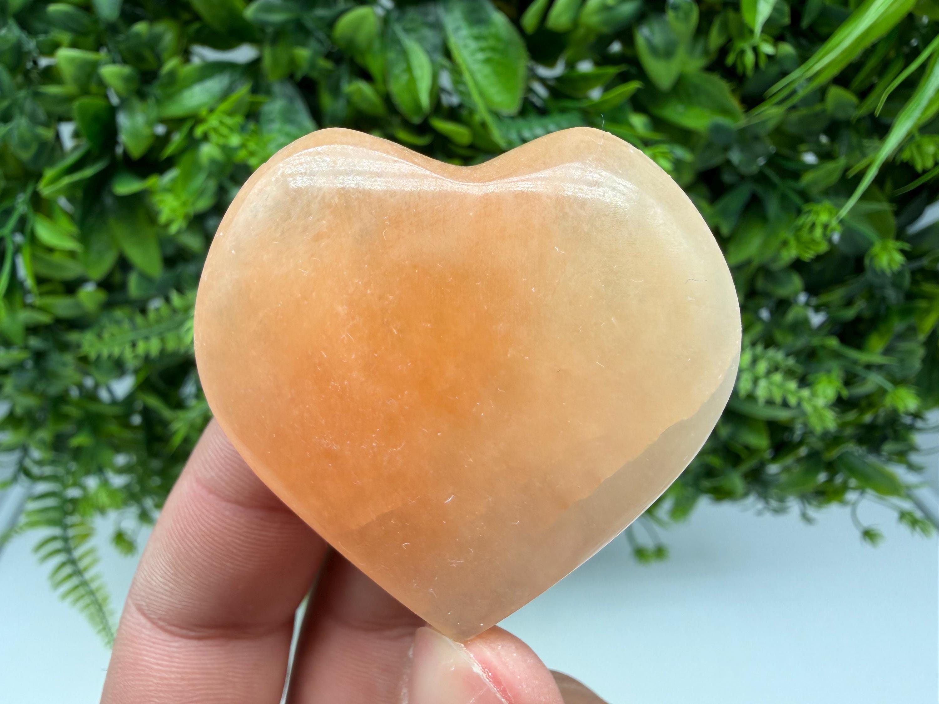 Orange Selenite Heart Crystal with Angel Wings – Spiritual Protection Stone