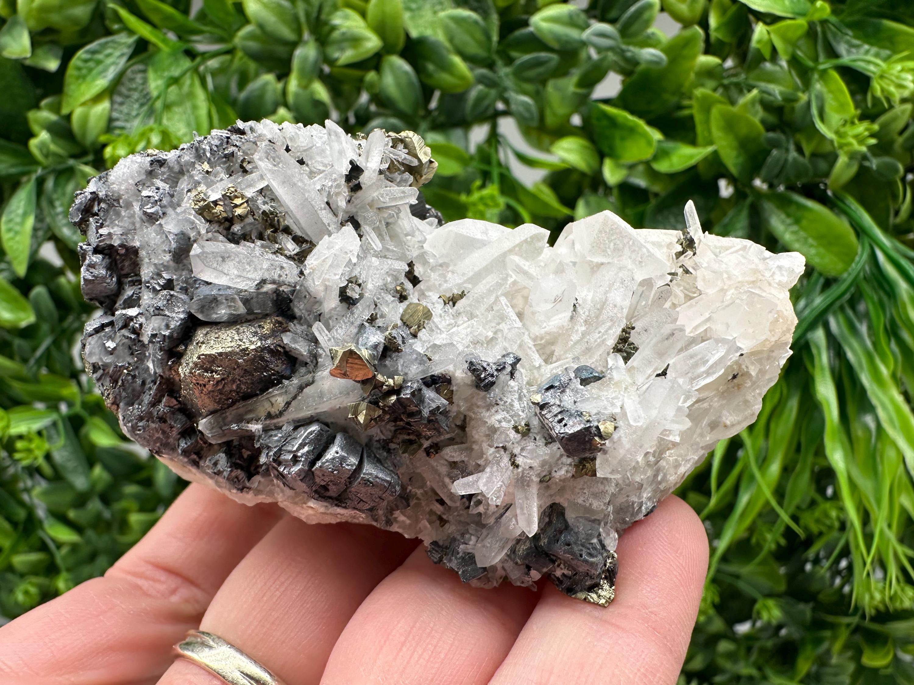 Wonderful Sphalerite Chalcopyrite on  Quartz whit Galena feom 9 th September mine,Bulgaria,natural,collection mineral specimen,gift