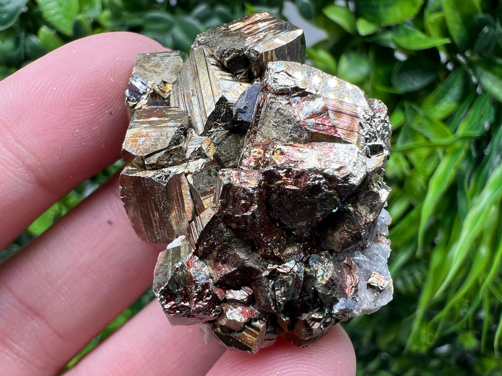 Rainbow Pyrite with Calcite, Borieva Bulgaria Crystal
