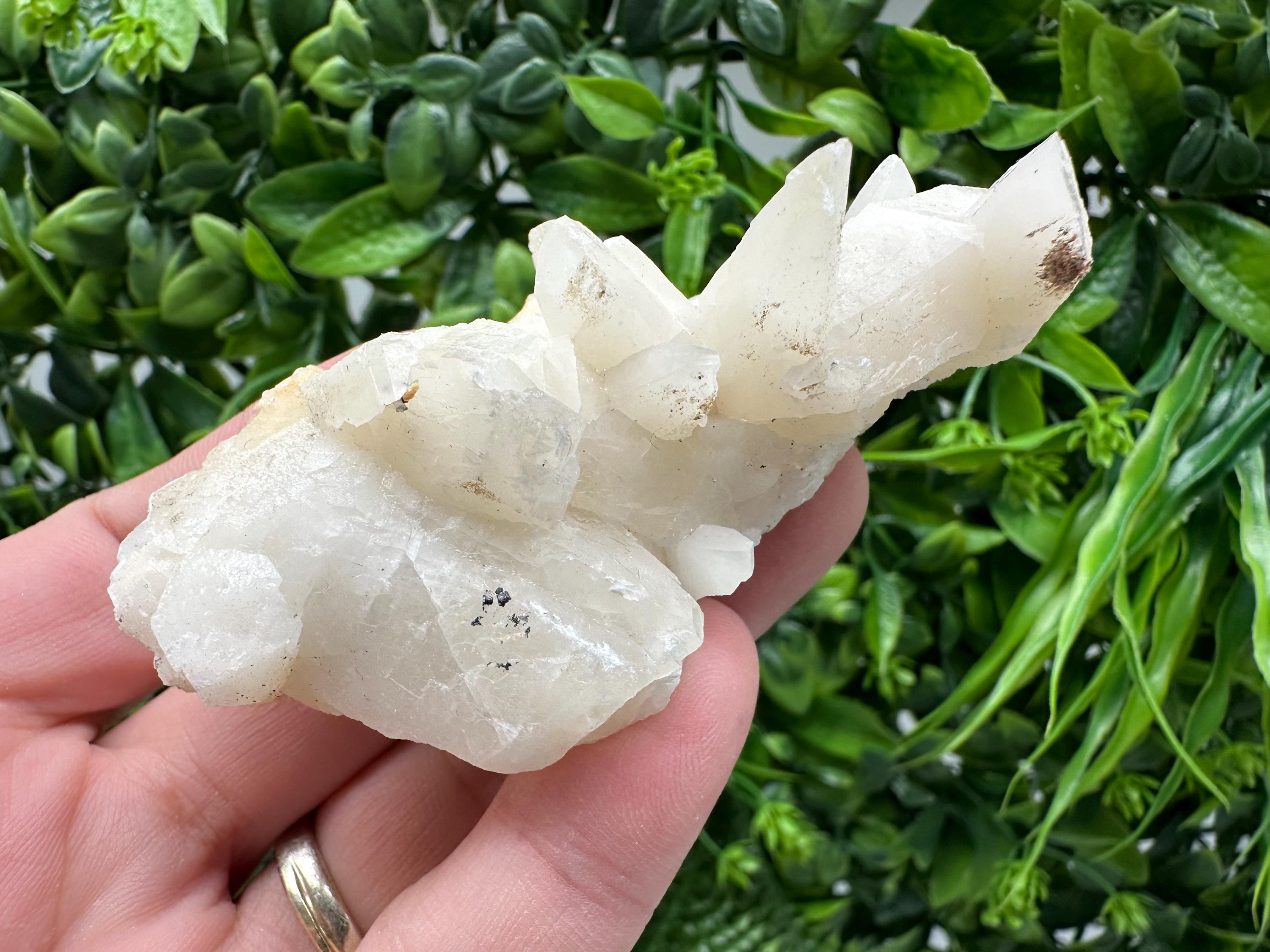 Calcite on Green Quartz: Laki Bulgaria Healing Crystal