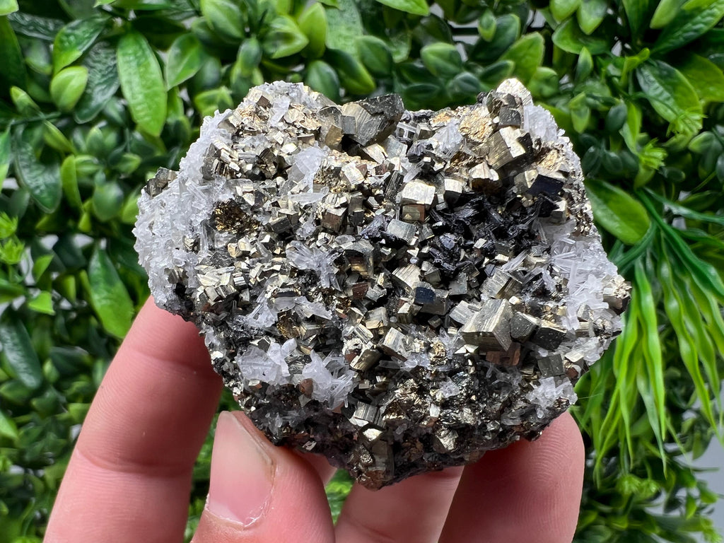 Wonderful Rainbow Pyrite on Quartz whit Oxide,natural minerals souvenir crystal,home decor,collection stone,rare minerals,Borieva Bulgaria