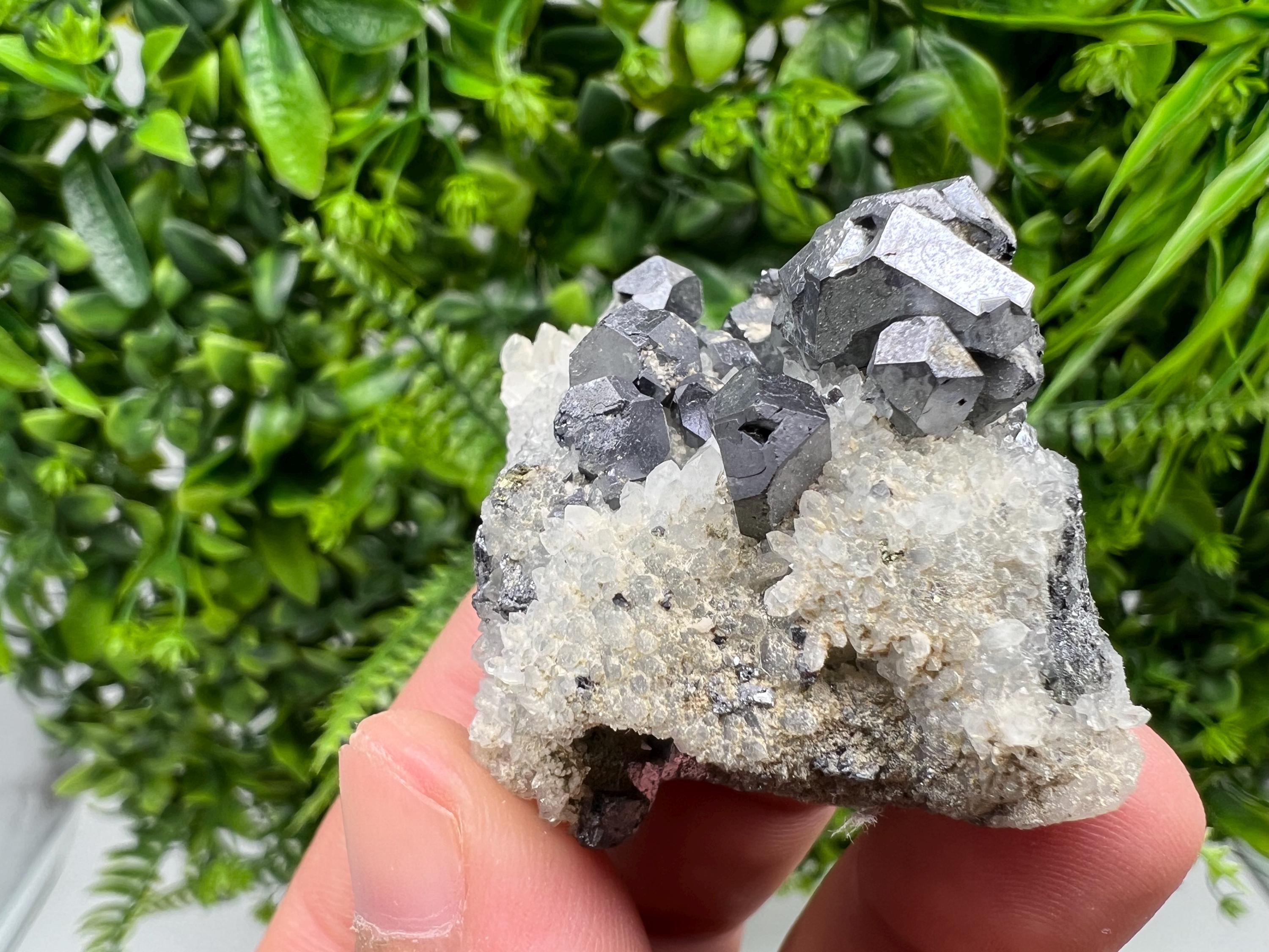 Galena on Chalcedony, Krushev Dol Mine, Bulgaria
