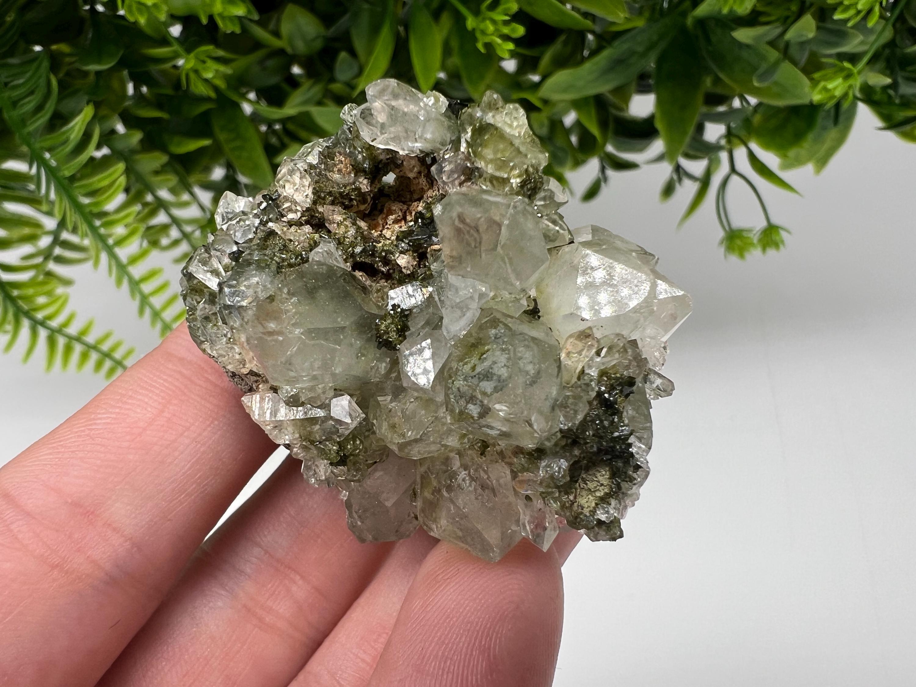 LARGE, Green Epidote with Quartz Crystals - Extremely Sparkly with Rainbows,souvenirs collection stone,gift,decor, Eastern Anatolian, Turkey