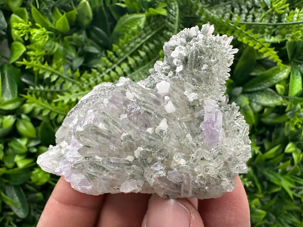 Calcite on Quartz with Amethyst and Chlorite, Rare Mineral Specimen