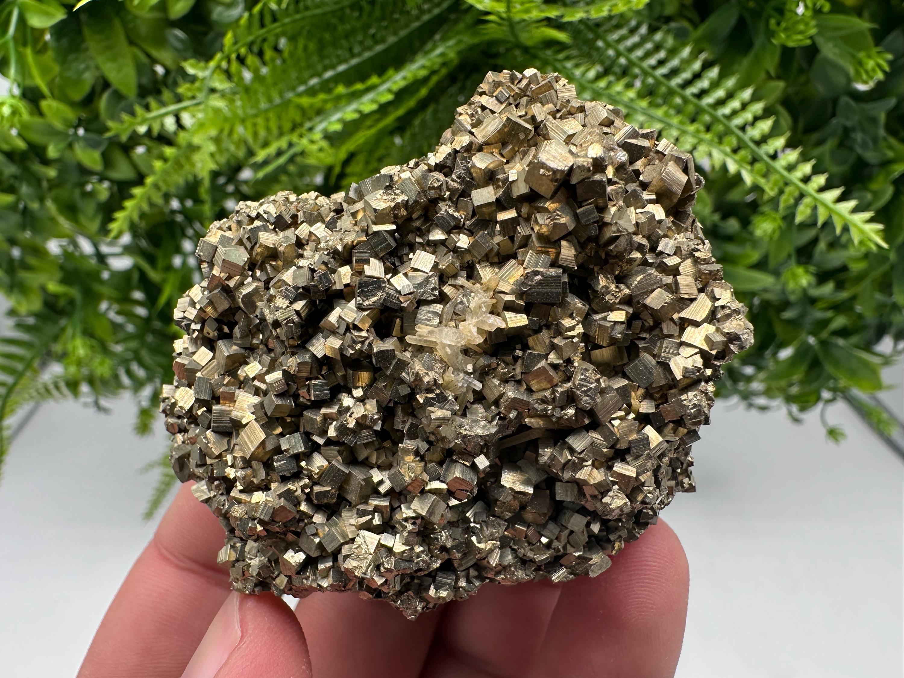Rainbow Pyrite with Calcite, Natural Mineral Souvenir