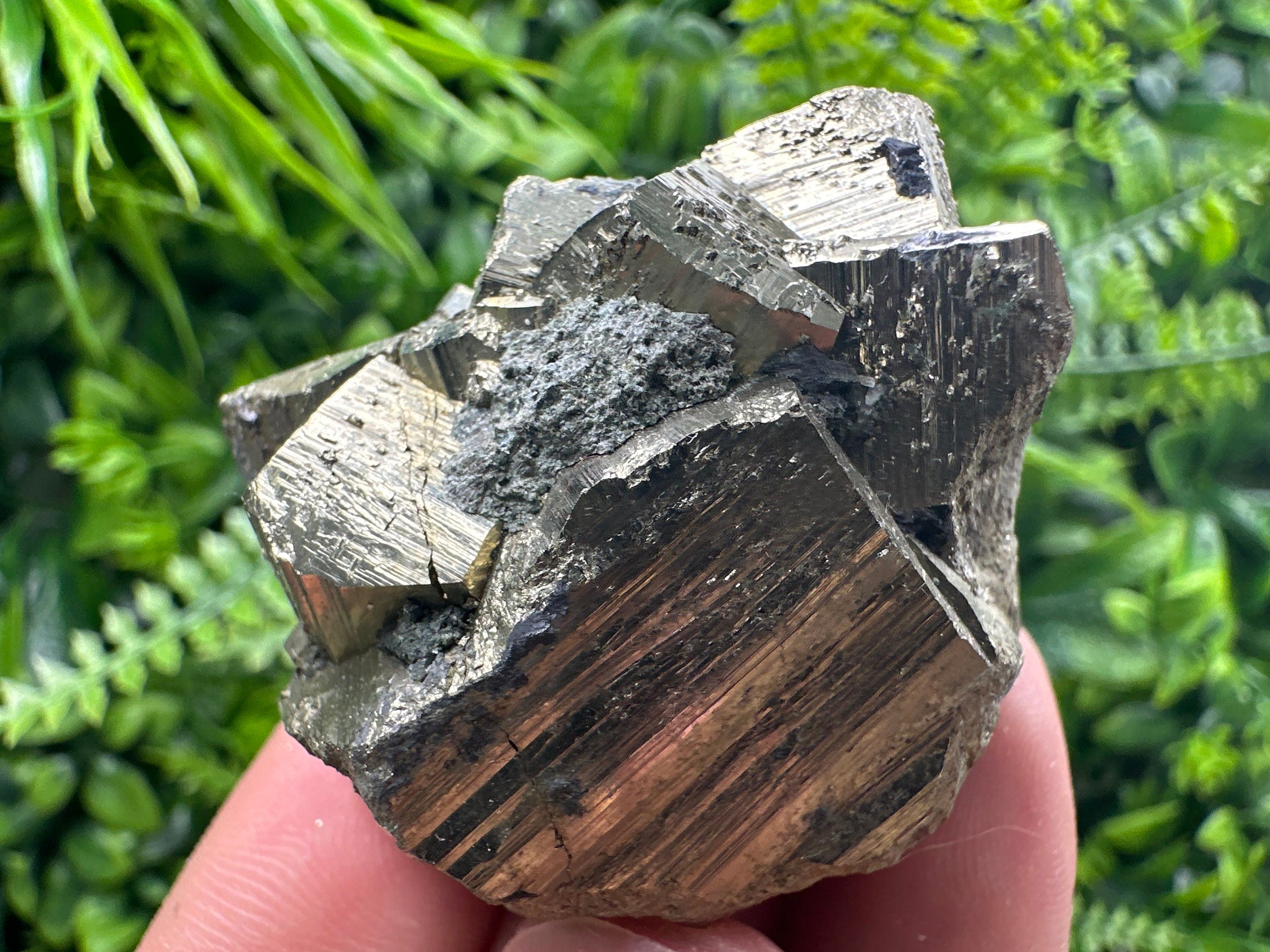Rare Double Sided Pyrite Cluster with Hematite