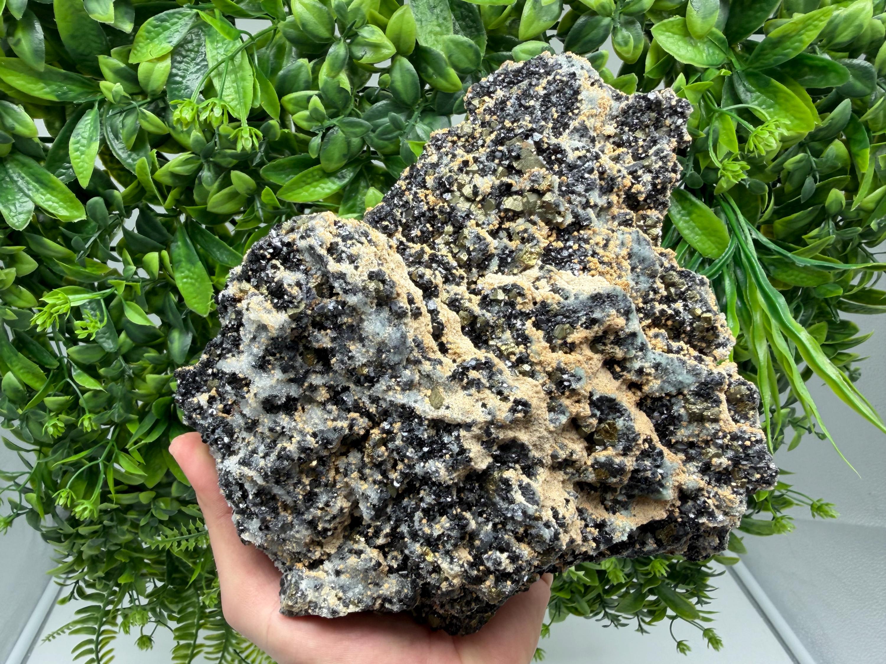 Sphalerite Cleiopfane on Quartz Mineral Specimen, Krushev Dol Mine, Bulgaria Home Decor Stone