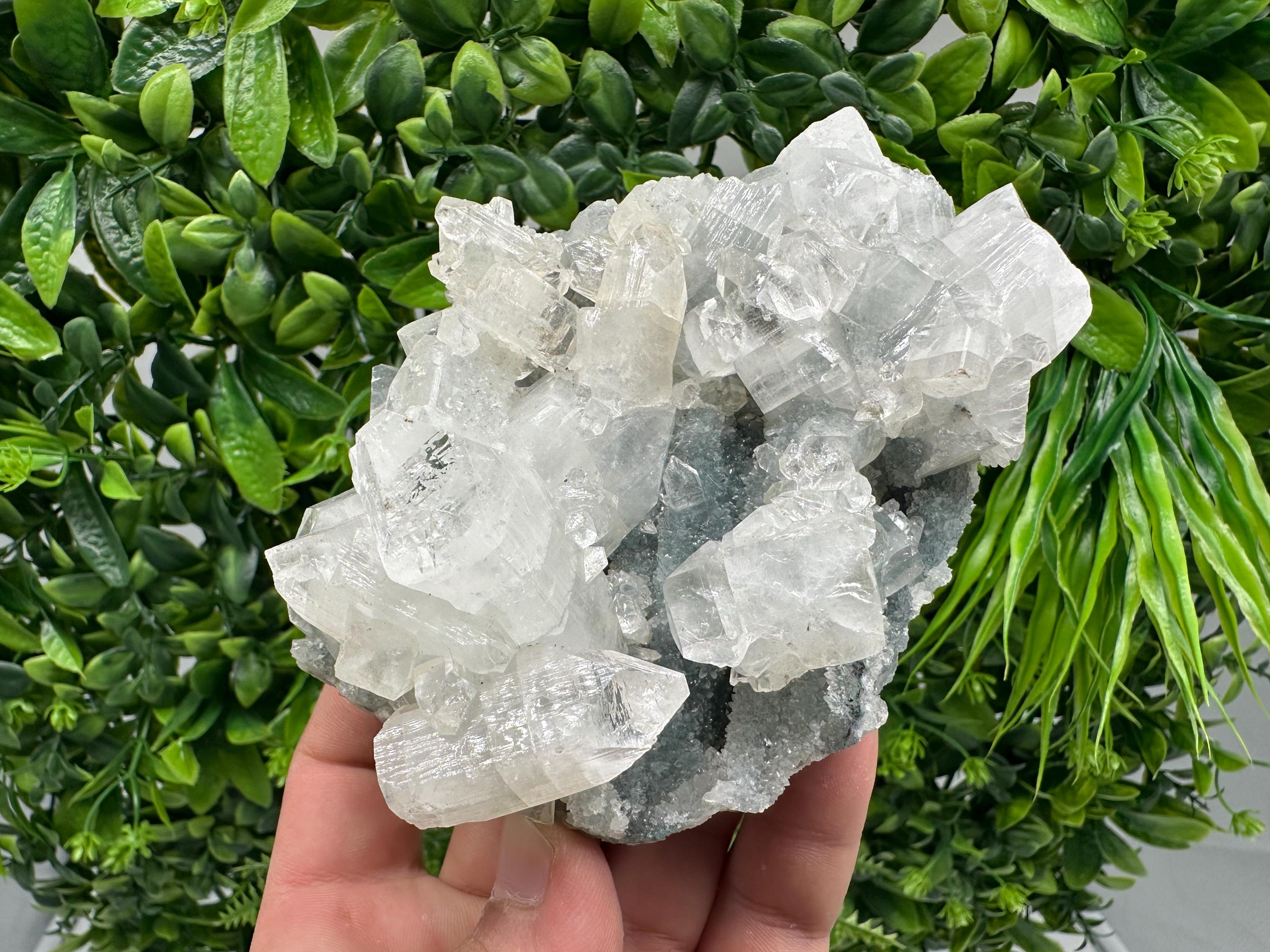 Apophyllite Stilbite on Chalcedony: Natural Mineral Specimen, India