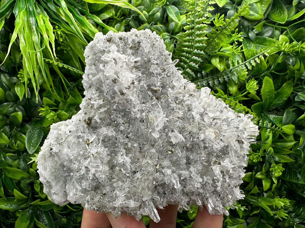 Calcite Pyrite on Quartz Crystal, Borieva Bulgaria Mineral Specimen