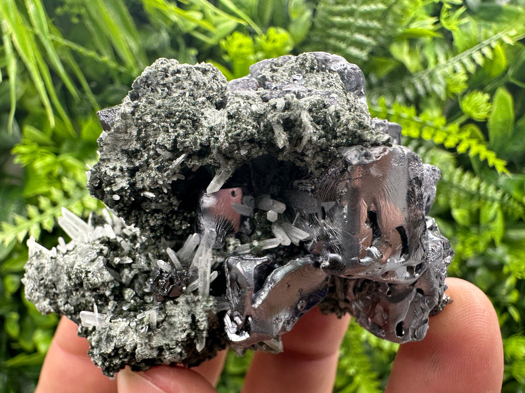 Galena on Sphalerite and Quartz: Borieva Mine Crystal Decor