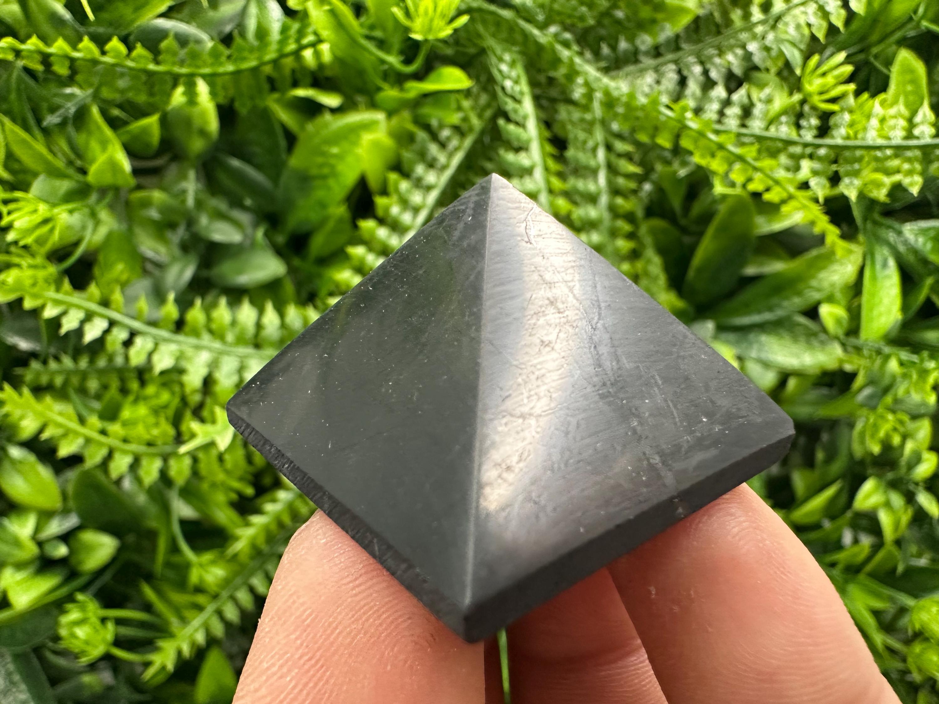 Shungite Pyramid (3cm): Polished EMF Protection Crystal