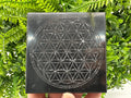 Shungite Plate, Flower of Life, Polished Stone from Russia