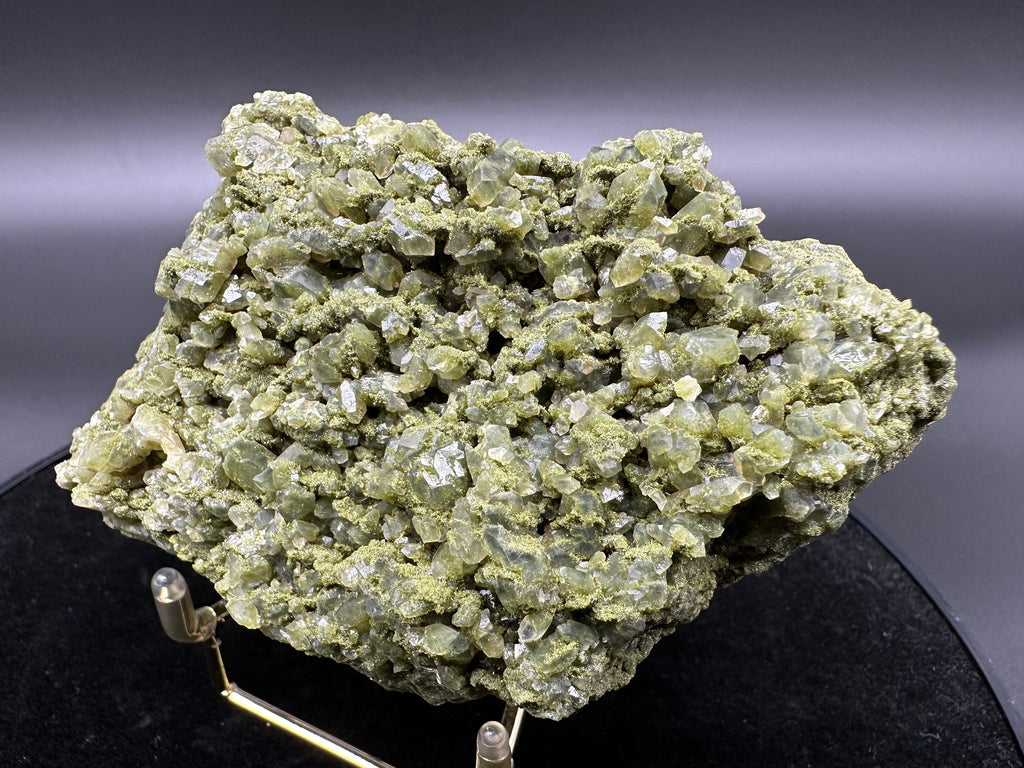 Rare Green Epidote with Quartz Crystals: Sparkly Rainbow Mineral Decor