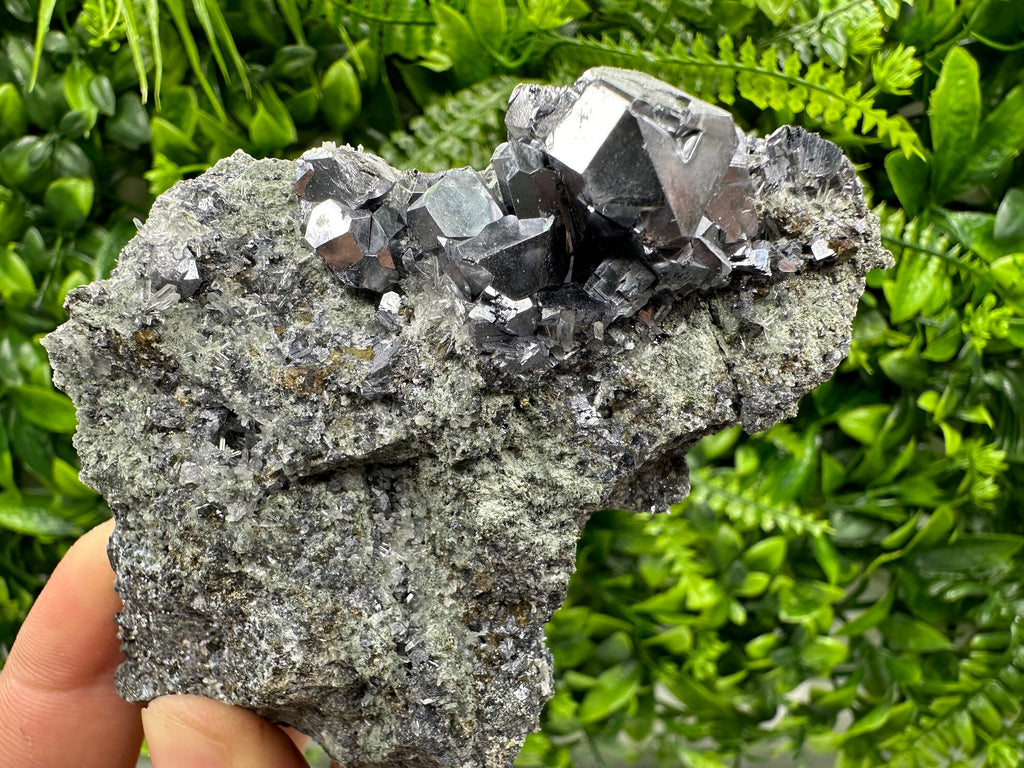 Shiny Galena on Matrix: Borieva Mine Crystal Decor