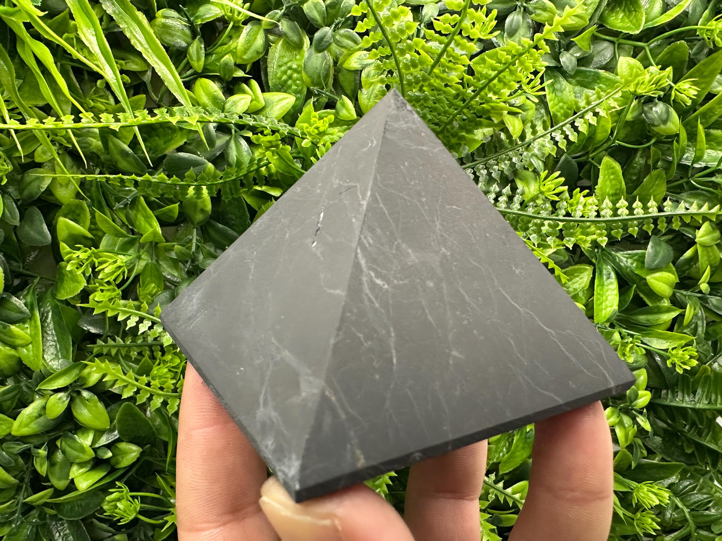 Shungite Pyramid (8cm): EMF & 5G Protection, Healing Crystal