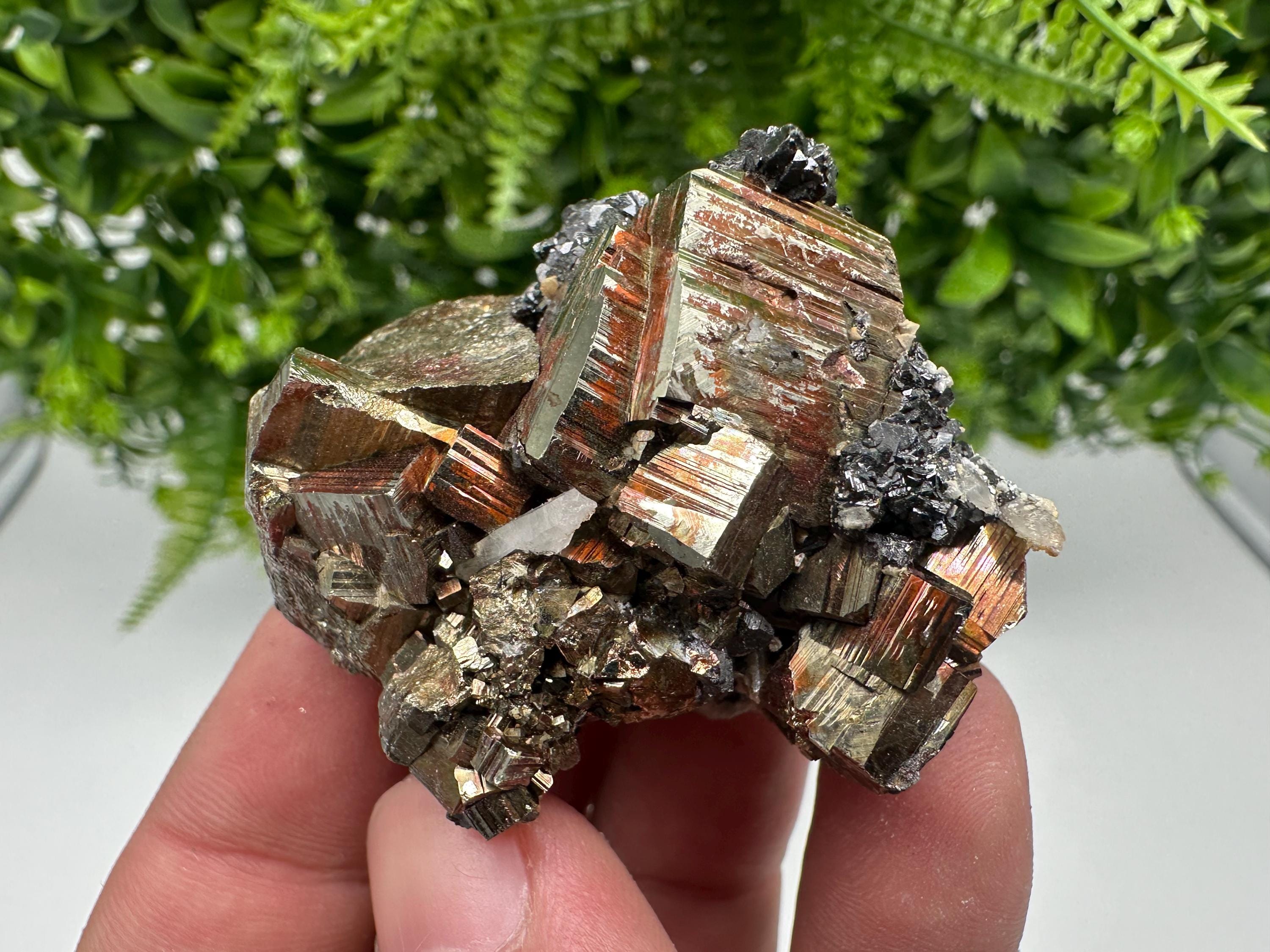 Wonderful Rainbow Pyrite whit Calcite,natural minerals souvenir Crystal,collection stone,rare minerals,home decor,Borieva Bulgaria