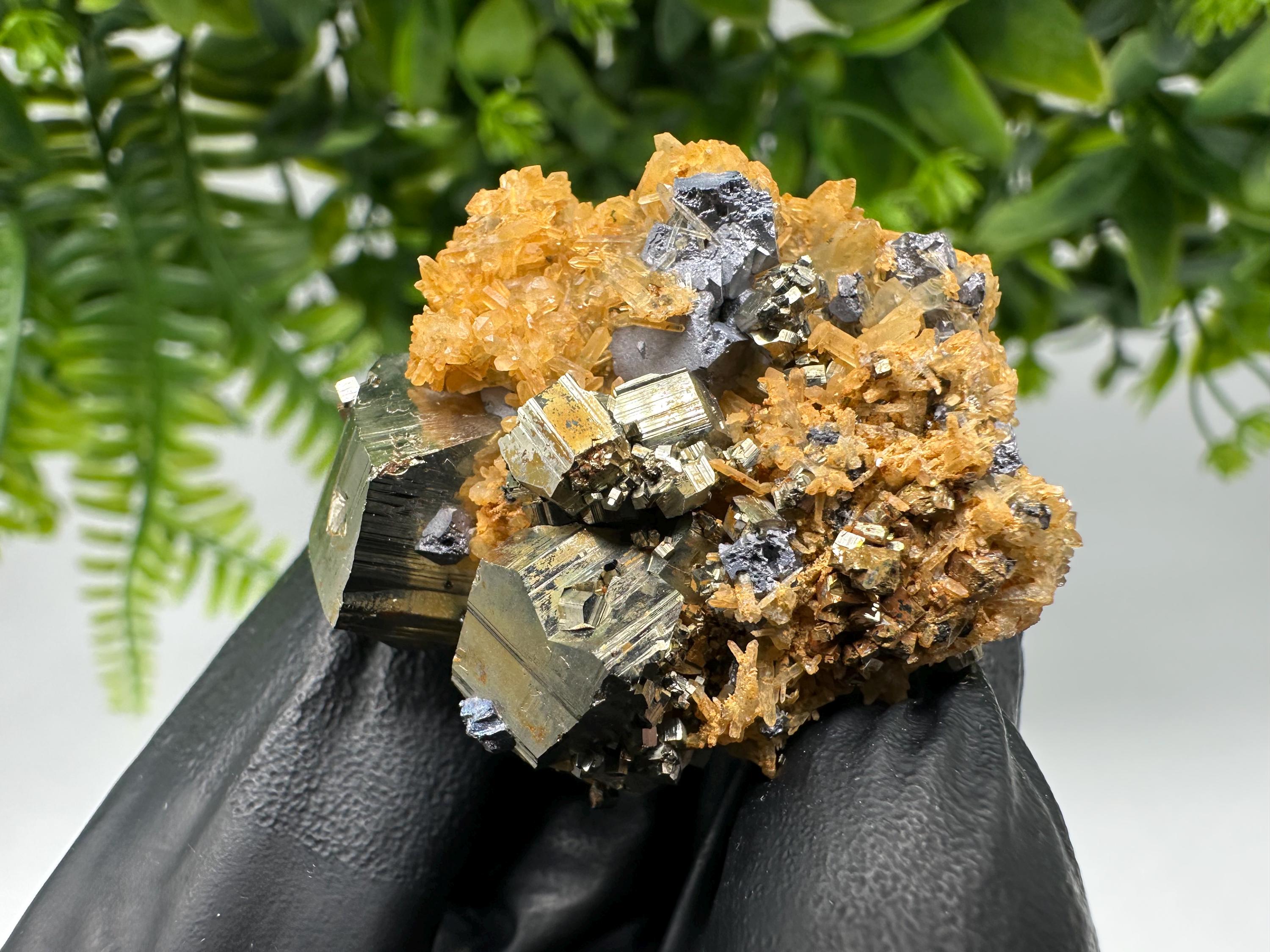 Quartz with Pyrite,Galena,iron oxide Specimen: Borieva Mine Crystal Decor
