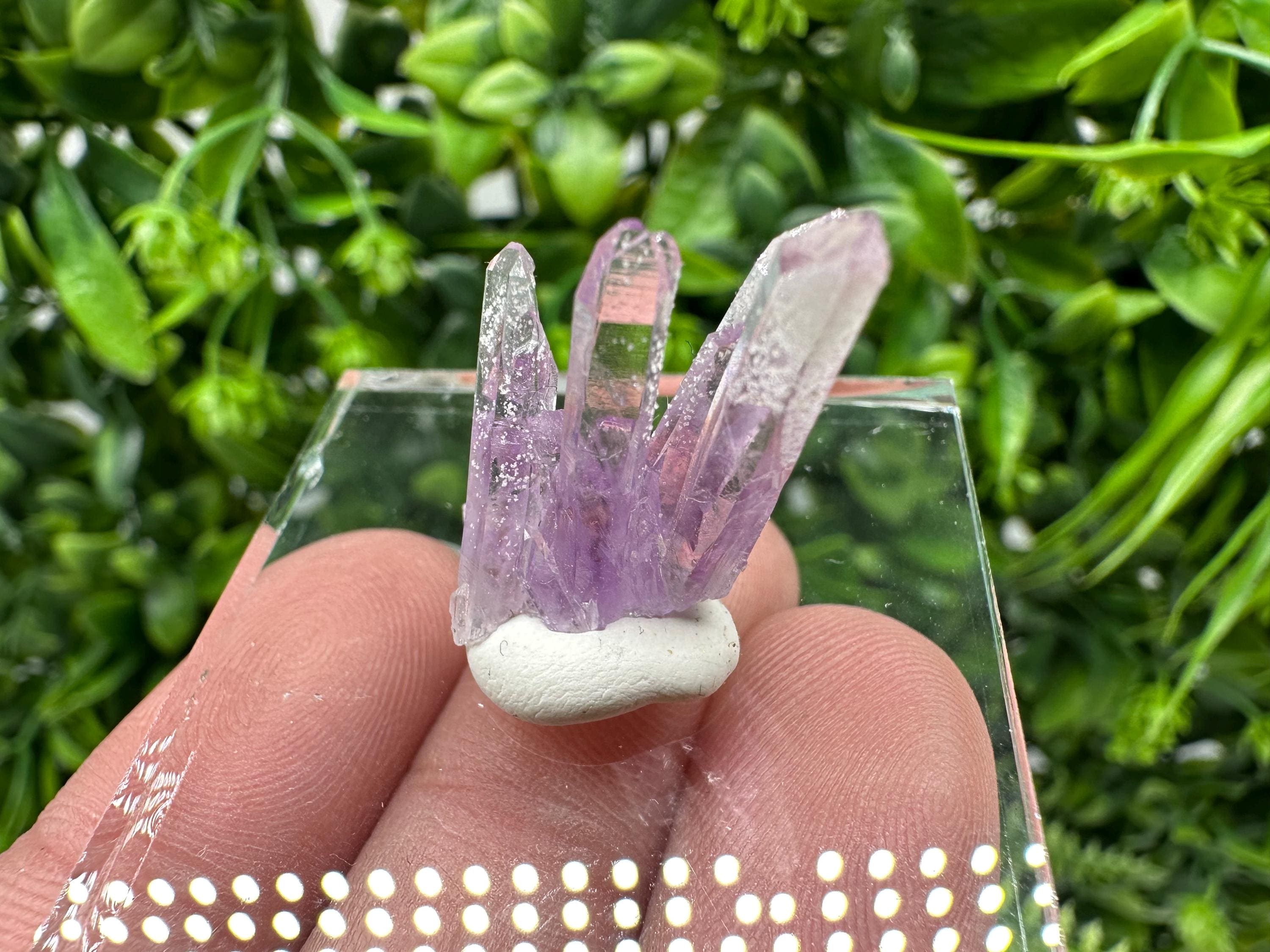 Phantom Amethyst Crystal with Cerussite, Bulgarian Mineral Specimen