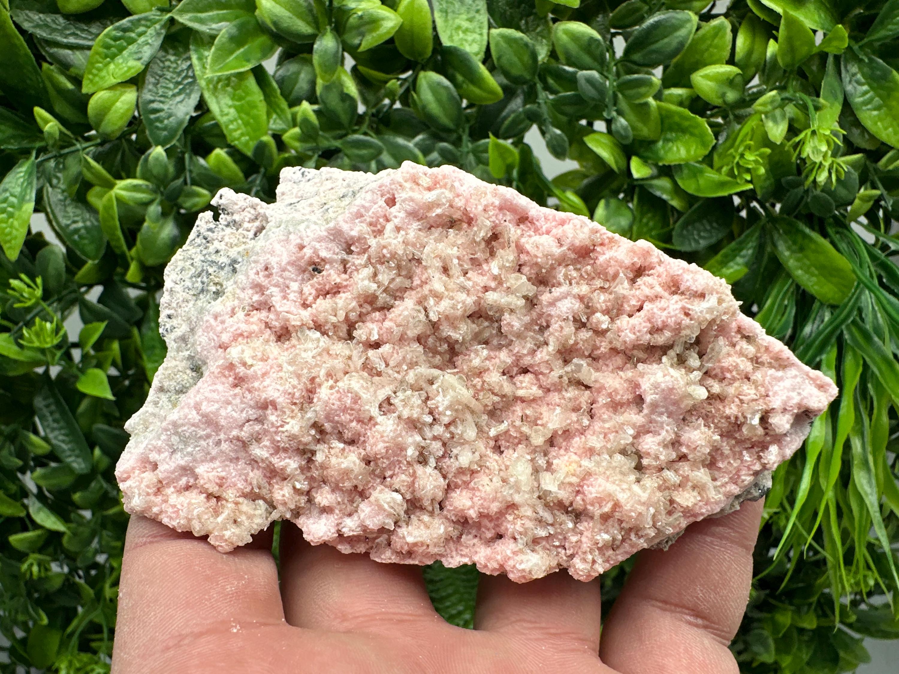 Rhodochrosite on Quartz: Pink Mineral Specimen, Starnica Mine