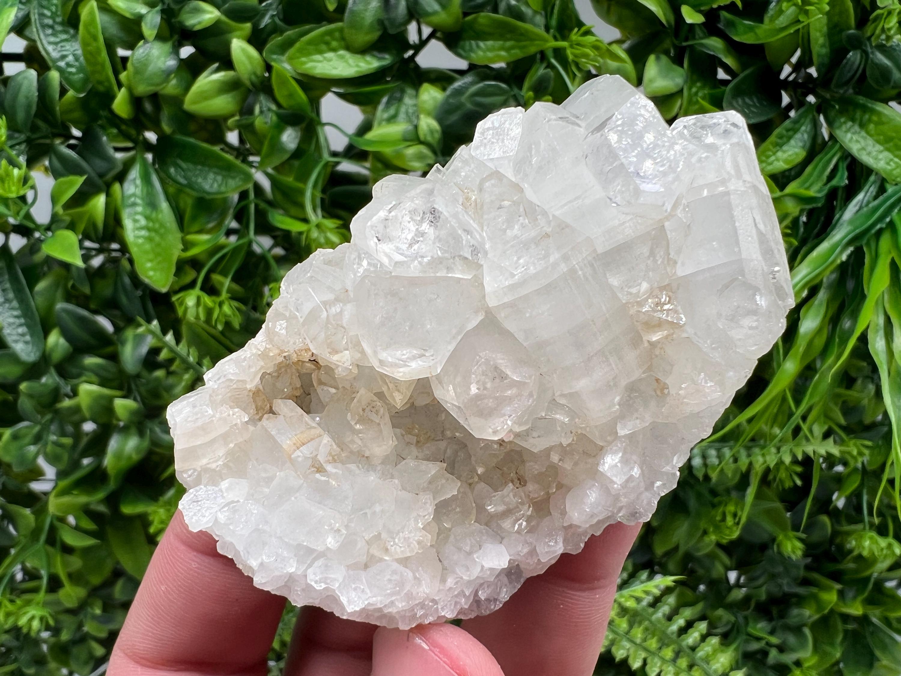 Transparent Apophyllite on Chalcedony, Natural Crystal Specimen, India Minerals