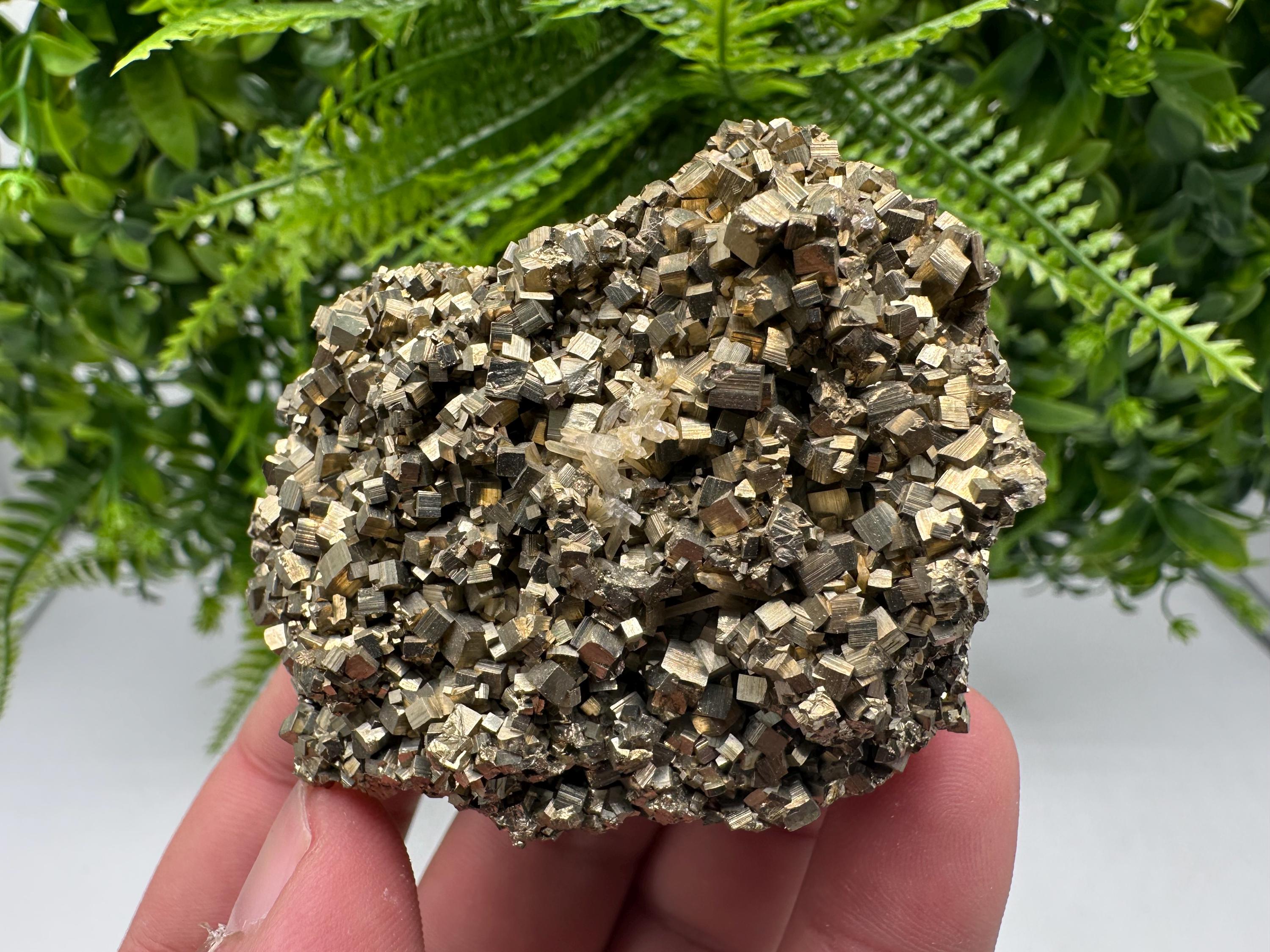 Rainbow Pyrite with Calcite, Natural Mineral Souvenir