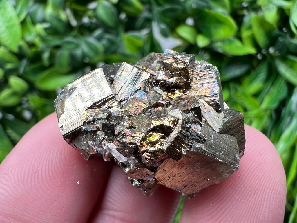 Rainbow Pyrite with Calcite, Natural Crystal Mineral Decor, Borieva Bulgaria