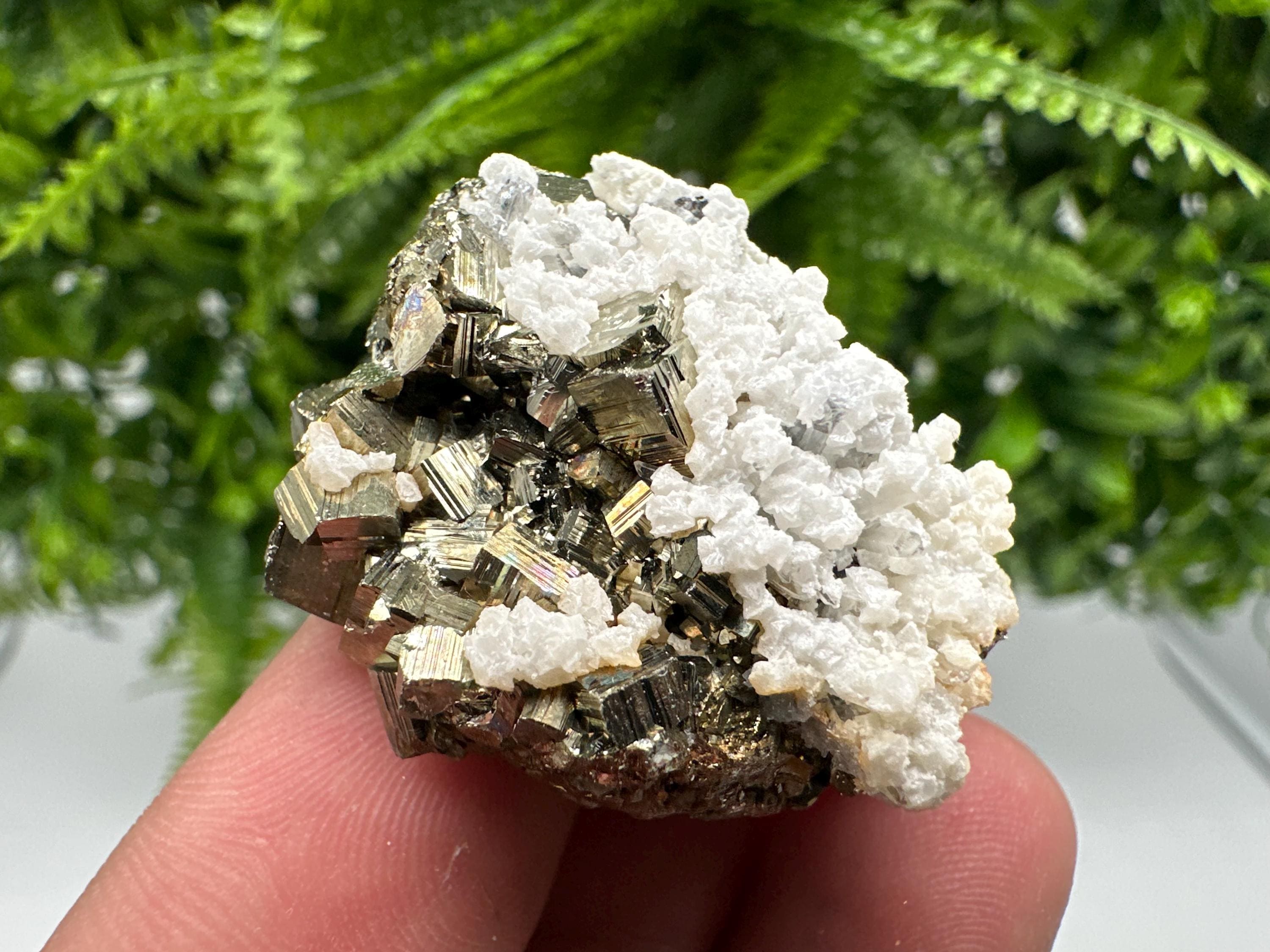 Rainbow Pyrite with Calcite, Natural Minerals Souvenir, Bulgaria