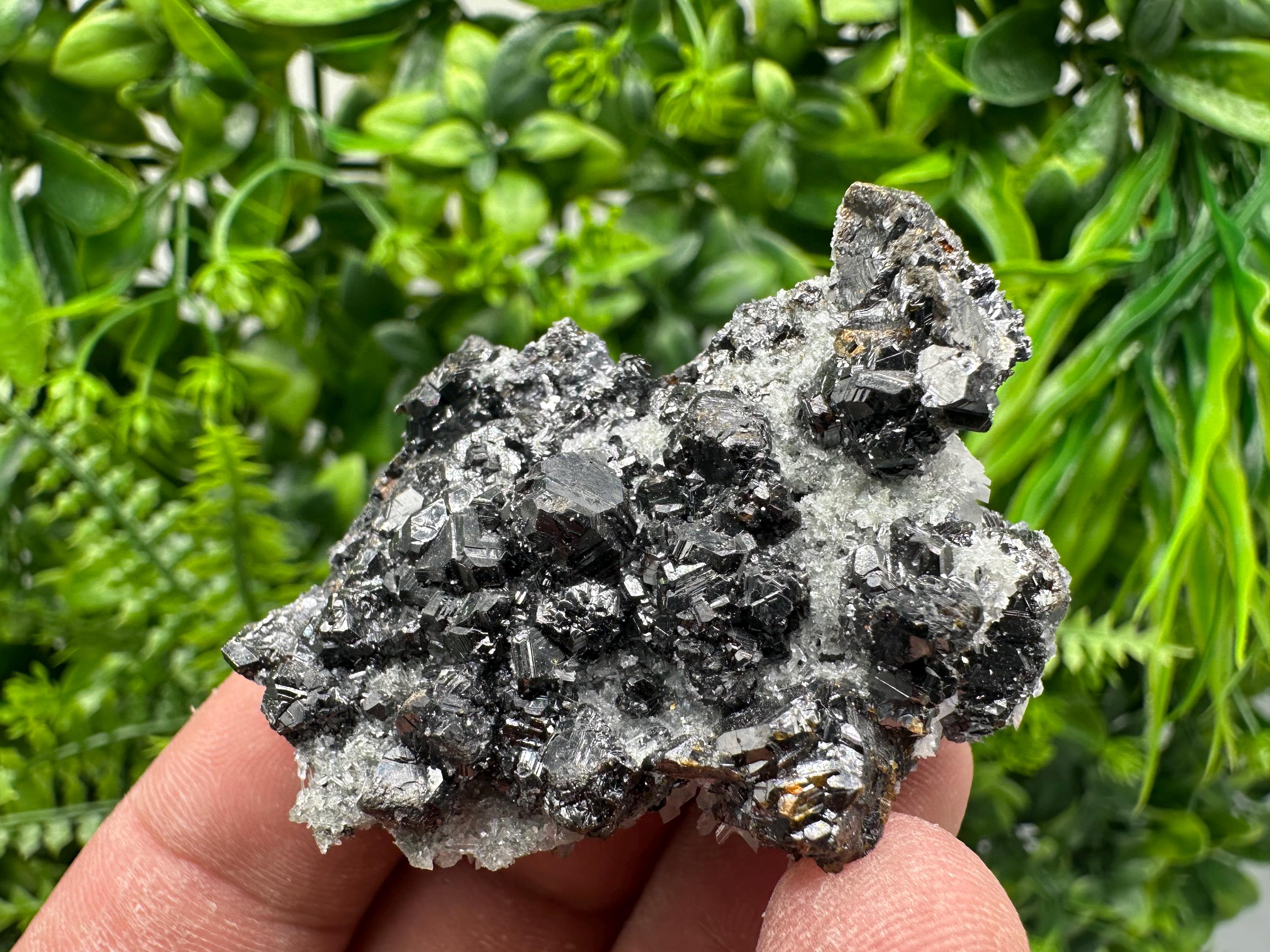 Sphalerite on Green Quartz, Borieva Mine Mineral Specimen