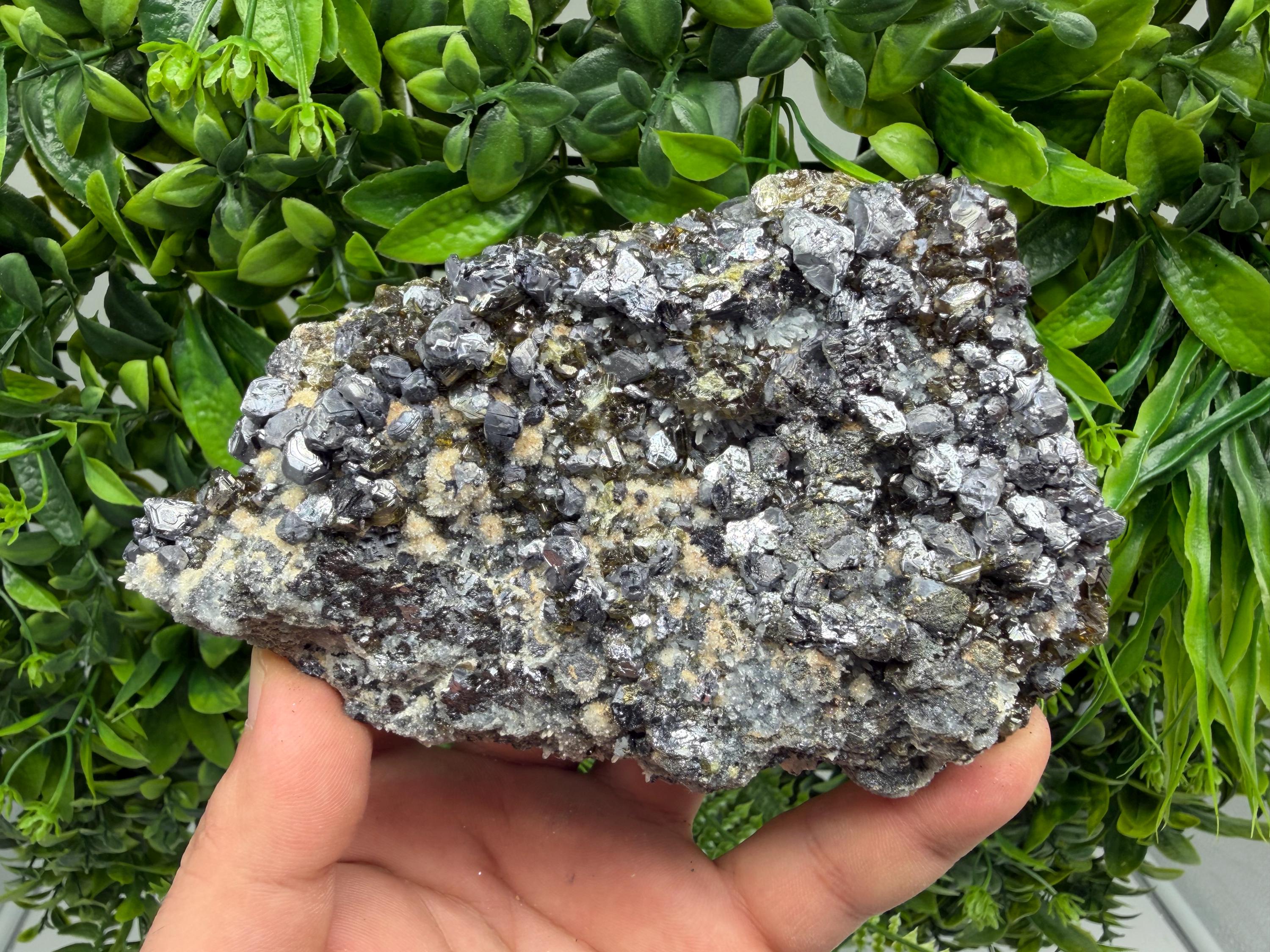 Sphalerite Cleiopfane on Quartz Mineral Specimen, Krushev Dol Mine, Bulgaria Home Decor Stone