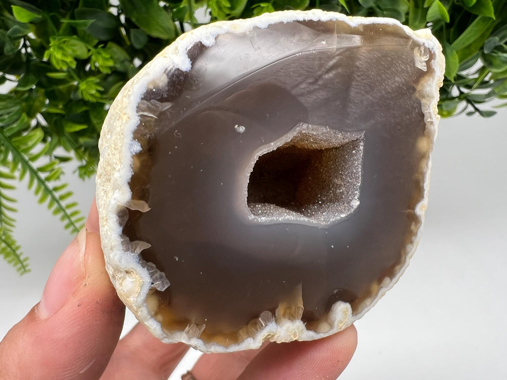 Natural Agate Geode, Druzy Quartz Crystal, Home Decor (287 grams)