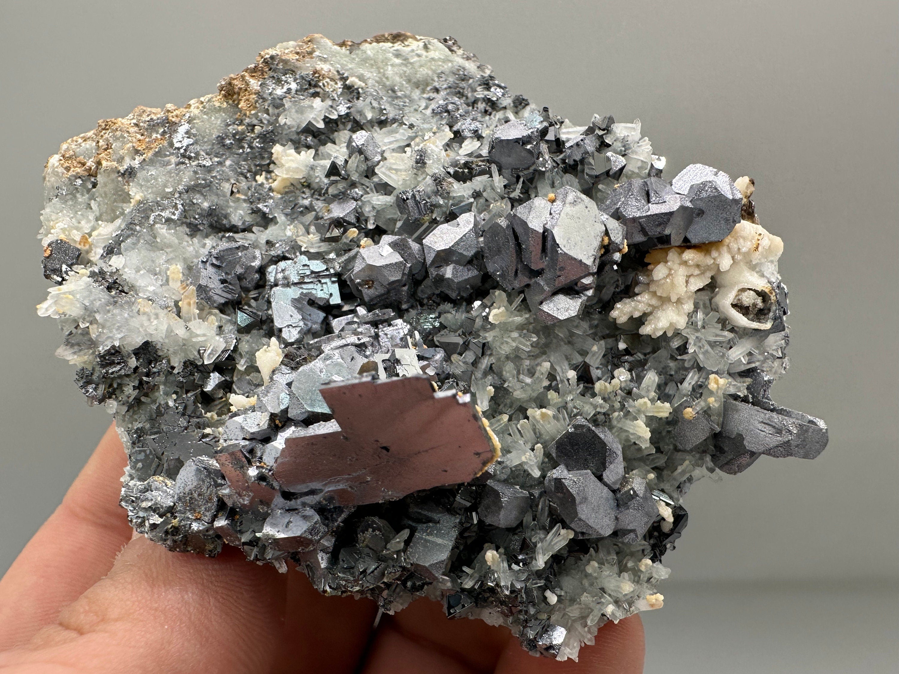Skeletal Galena Mineral Specimen: Shiny Crystal Stone, Bulgaria