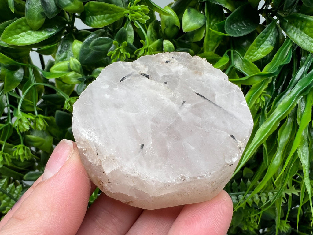 Polished Quartz Slab with Black Tourmaline Inclusions