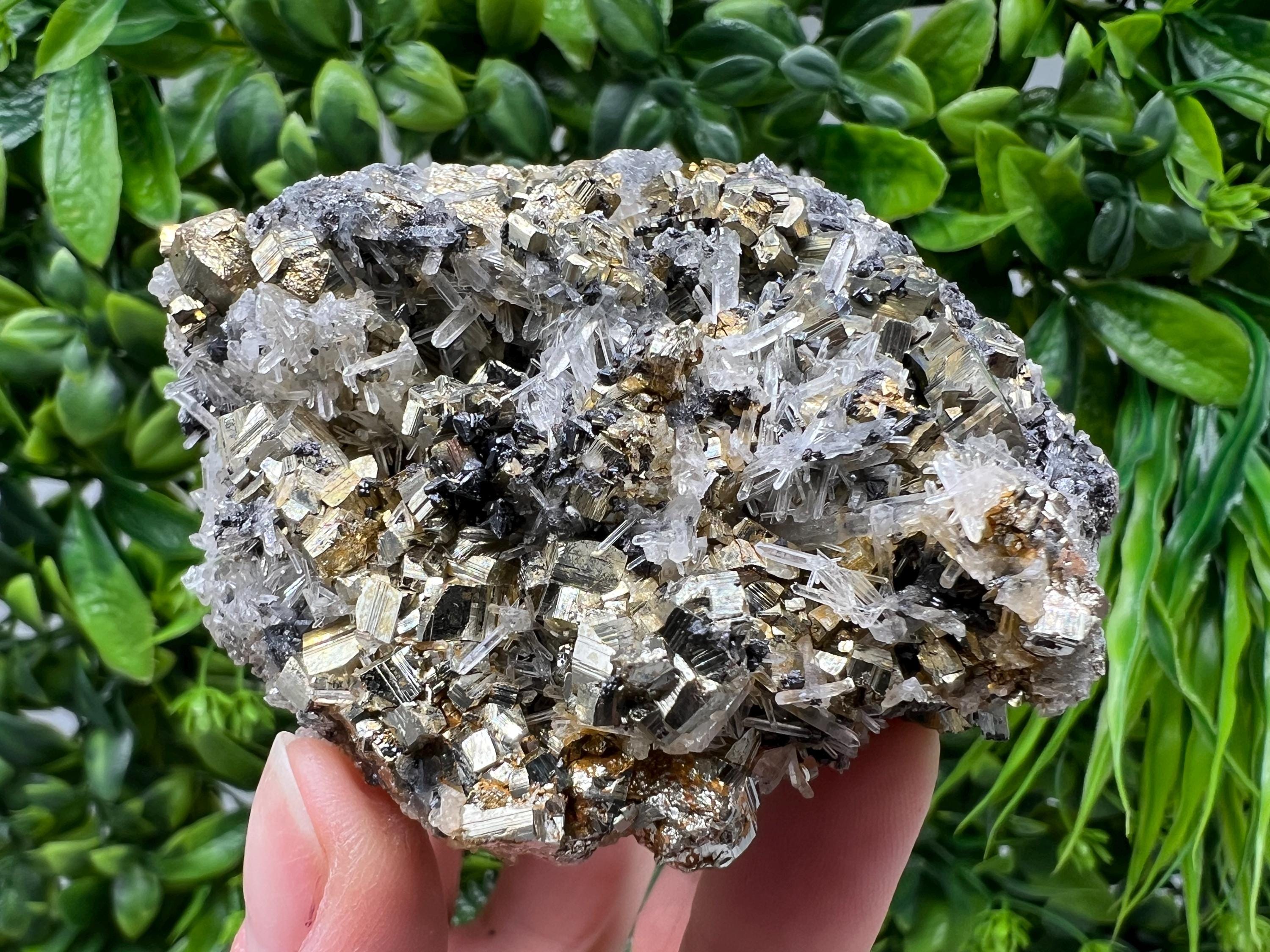 Stunning Pyrite on Quartz,Calcite from Borieva mine,Madan,Bulgaria,natural,collectible mineral specimen,home decor stone,collection crystal