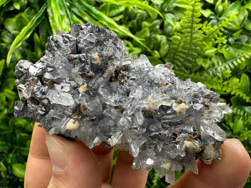 Spinel Galena on Transparent Quartz Mineral Specimen