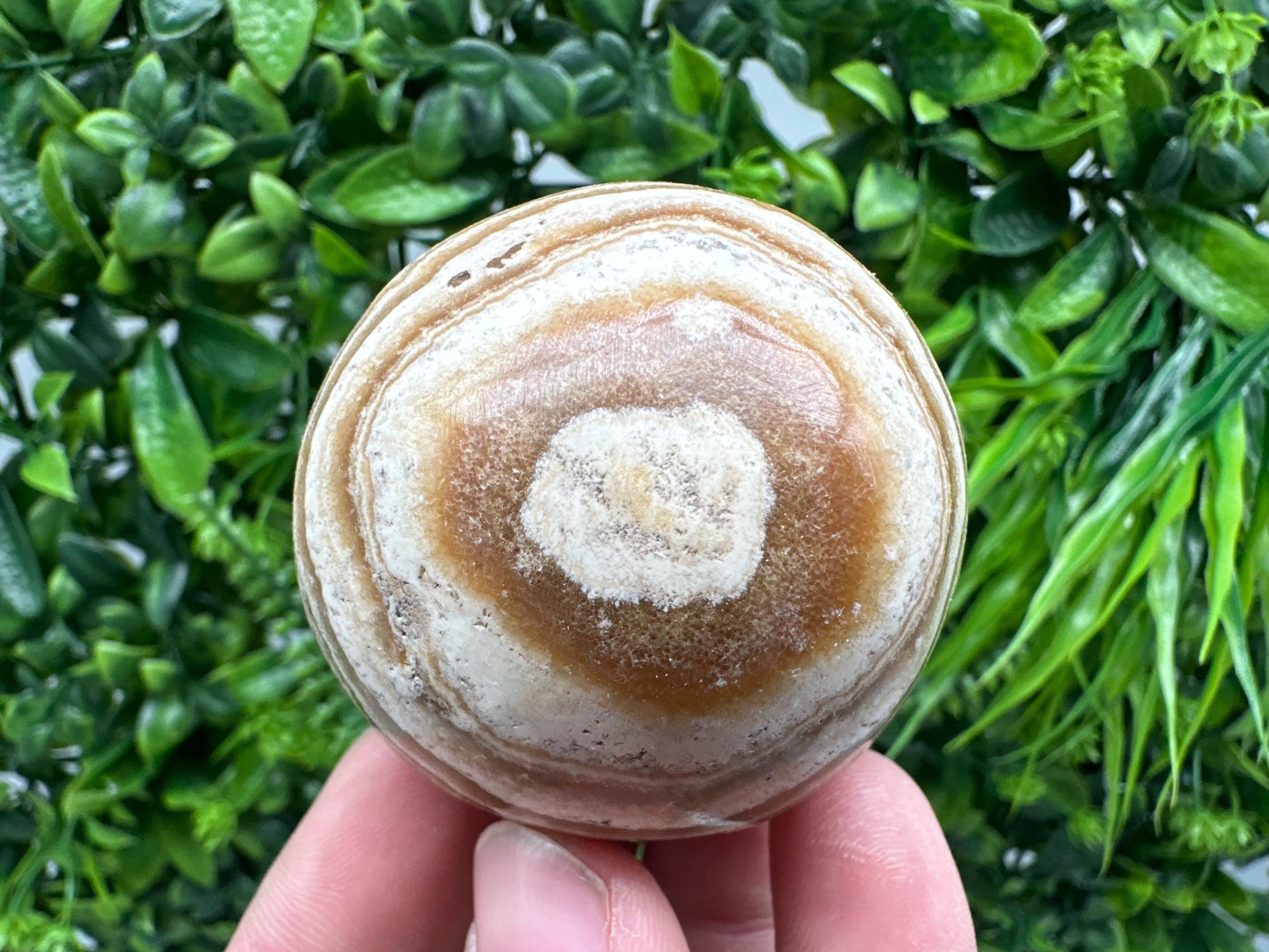 Polished Aragonite Stone Sphere: Handmade Home Decor, Healing Crystal Ball