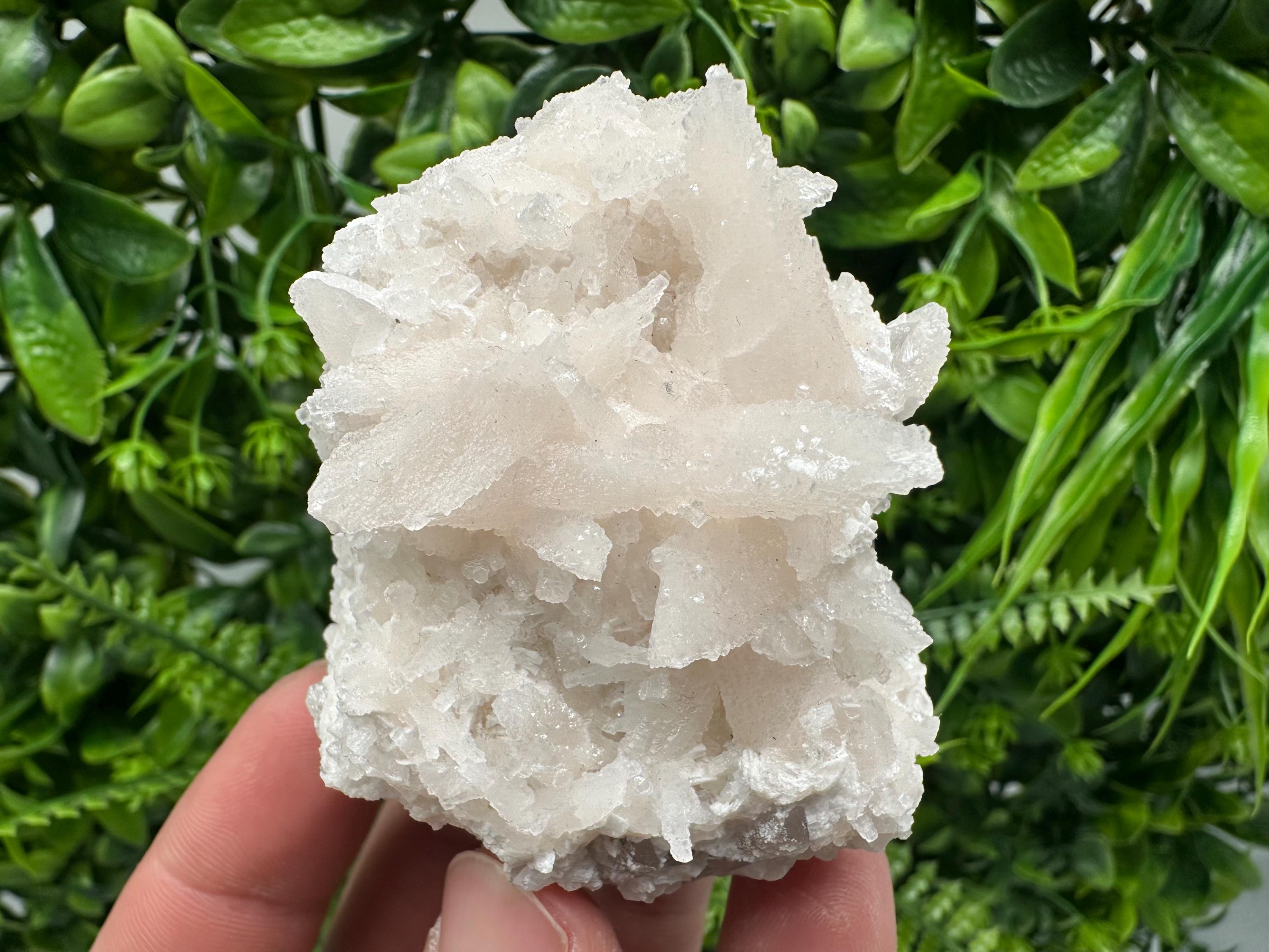 Calcite on Green Quartz: Djurcovo Mine, Bulgaria