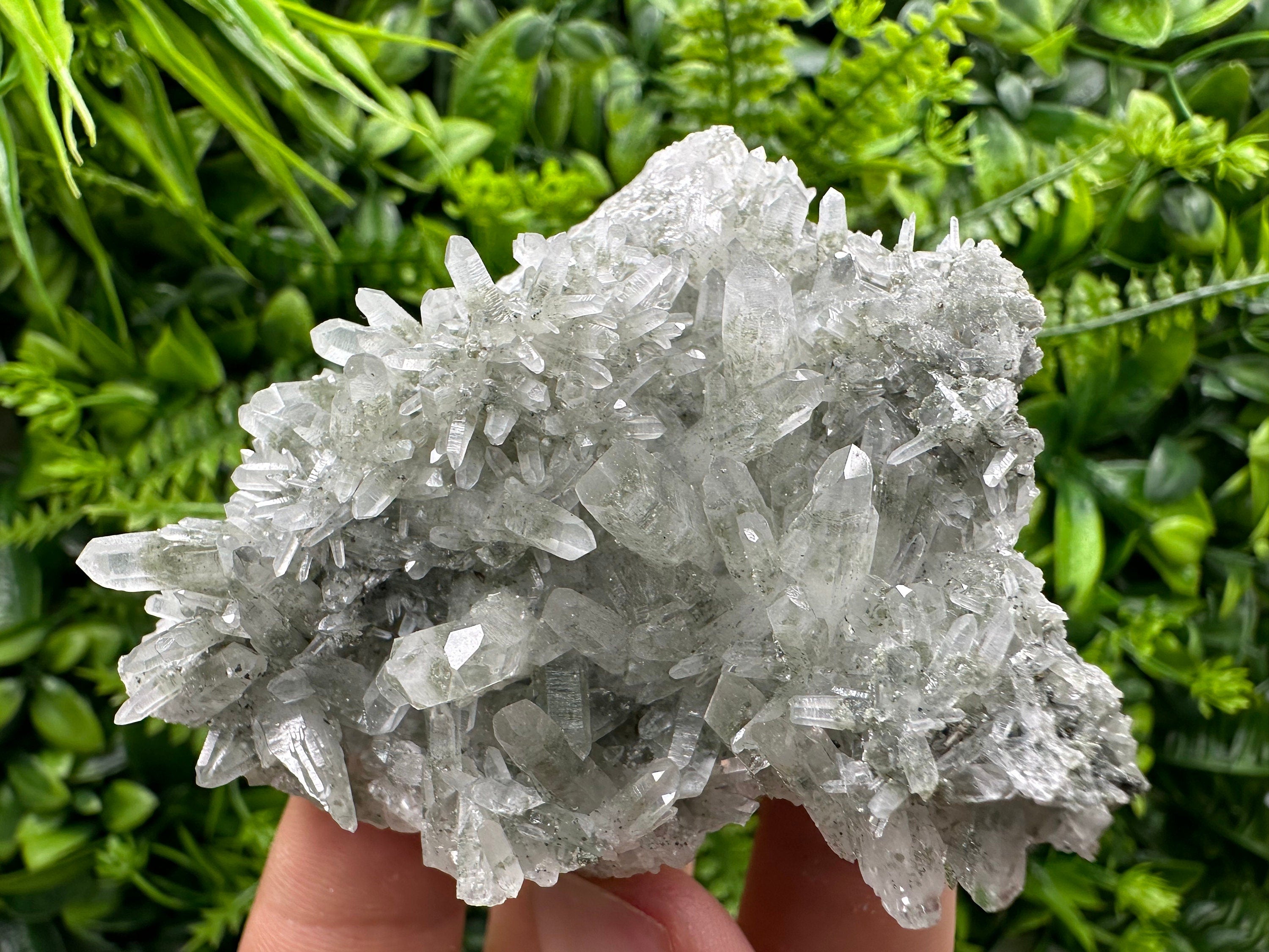 Chlorite Quartz Cluster, Borieva Mine Mineral Specimen, Bulgaria