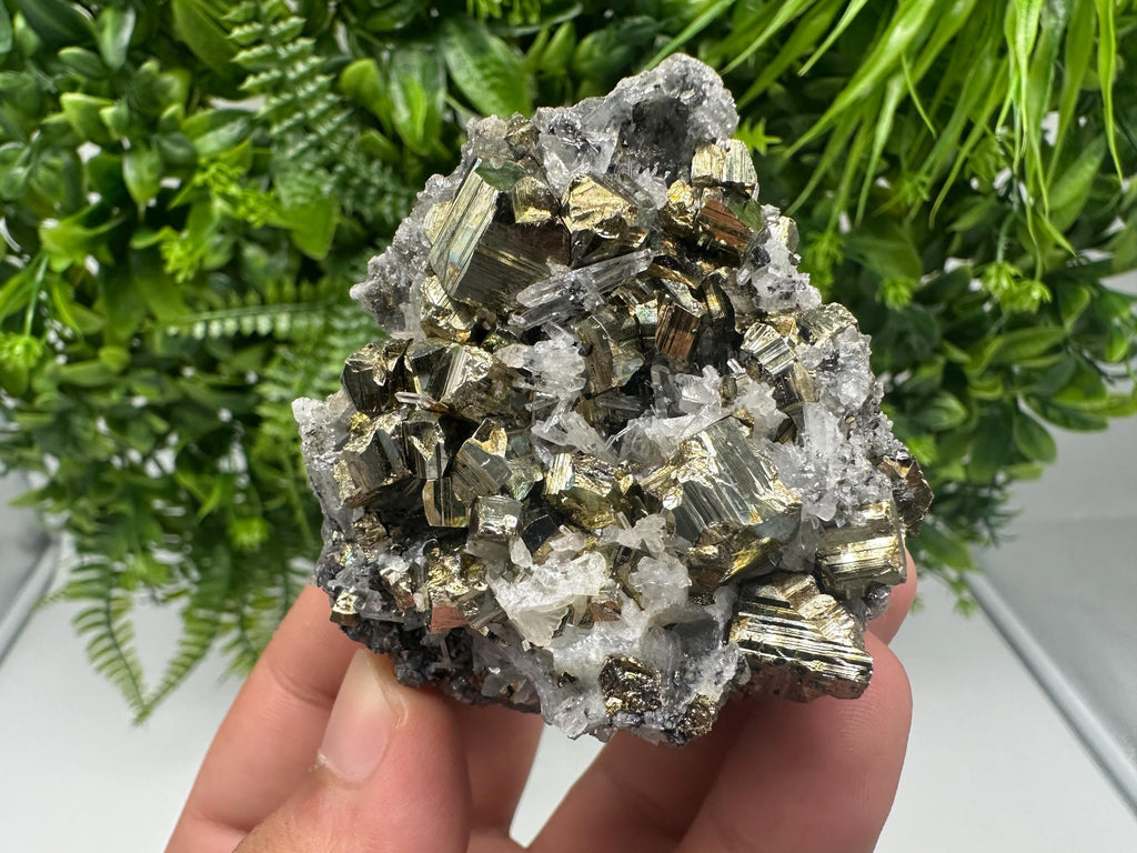 Transparent Quartz whit Rainbow Pyrite Djurcovo Laki Bulgaria natural minerals souvenir crystal stone gift minerals collection rock