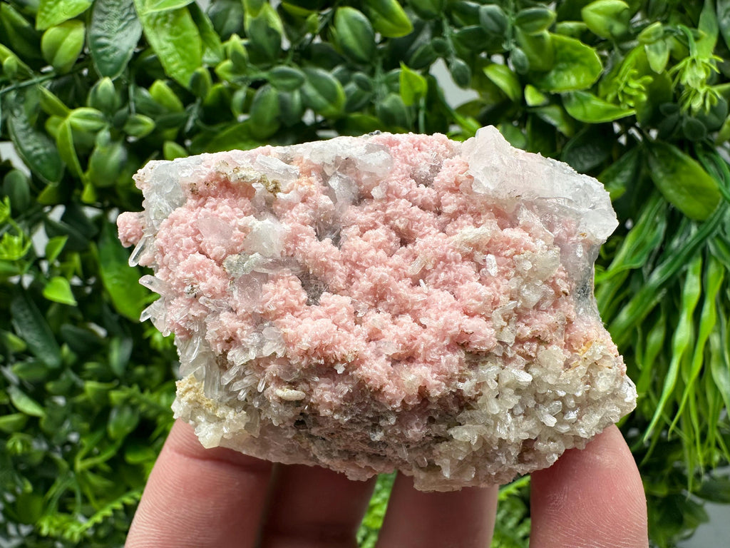 Rhodochrosite on Quartz Specimen, Starnica Mine, Bulgaria