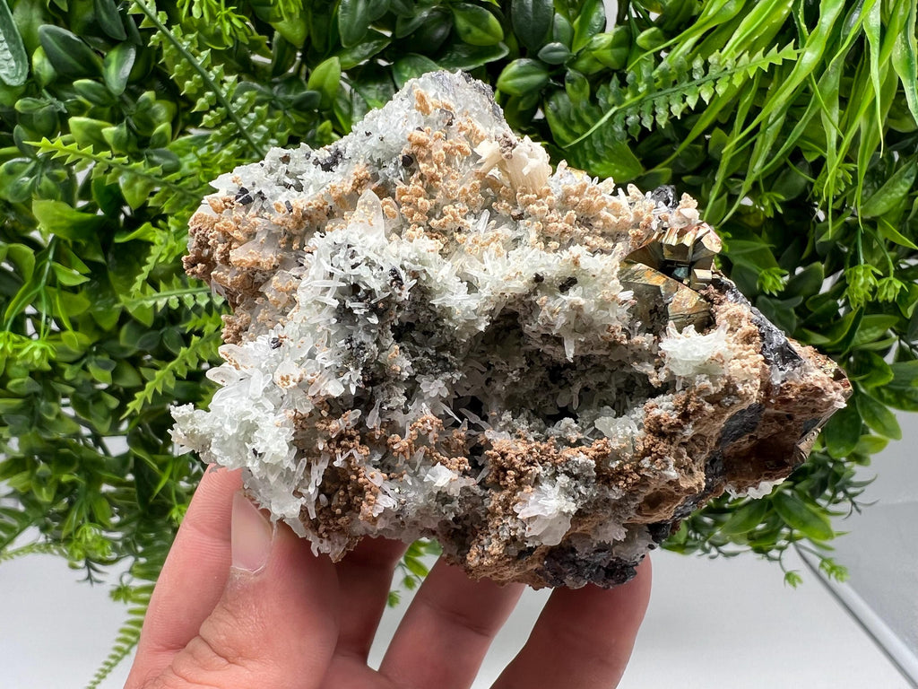 Wonderful Rainbow Pyrite,Sphalerite on Quartz from 9 th September mine,Madan,Bulgaria natural,collectibles mineral specimen,home decor stone