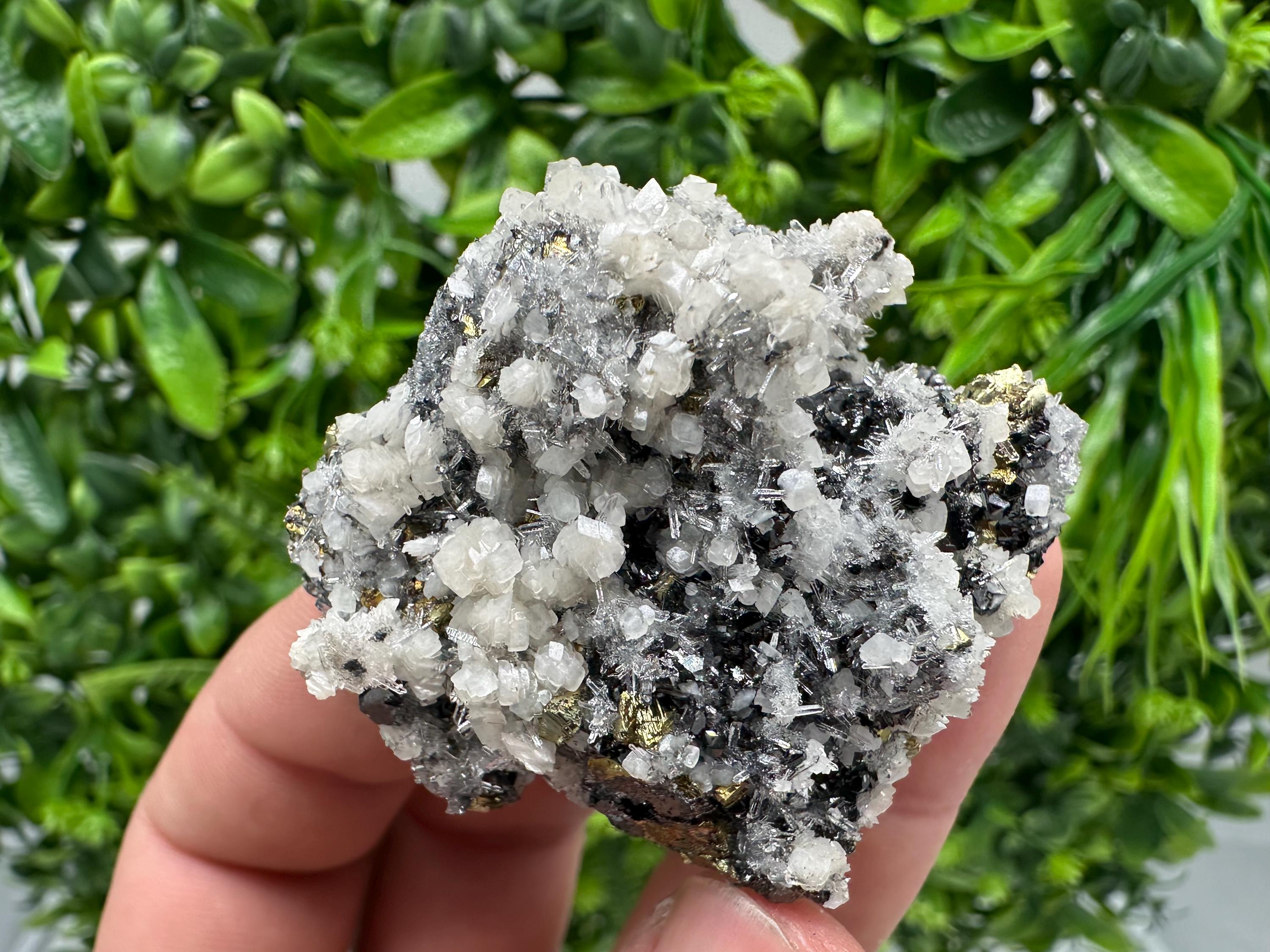 Wonderful Chalcopyrite Galena on Quartz whit Chlorite natural minerals souvenir crystal gift home decor stone Borieva mine Madan Bulgaria